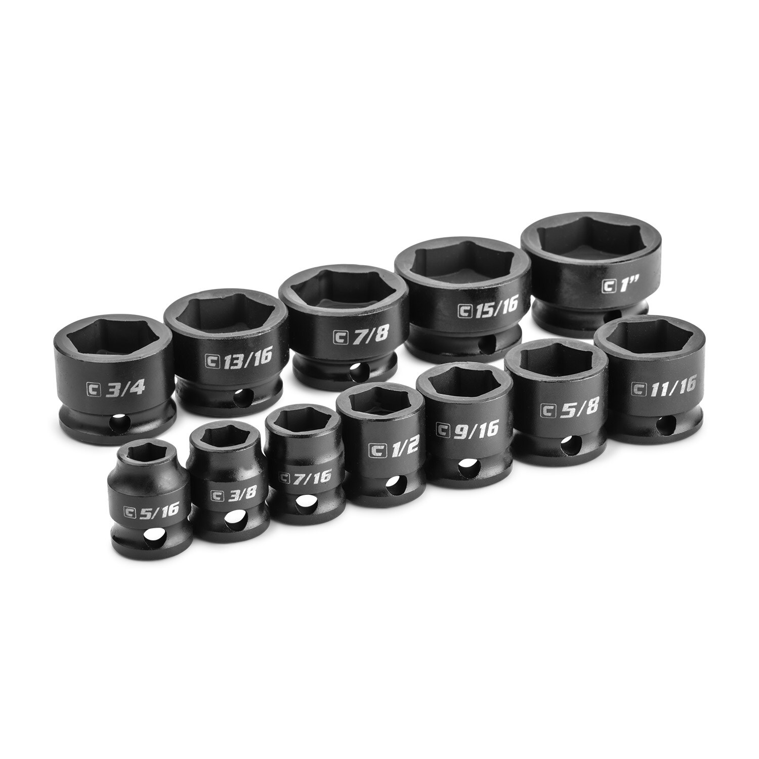 Capri Tools 3/8 in. Drive Stubby Impact Socket Set, SAE, 5/16 to 1 in.,  12-Piece