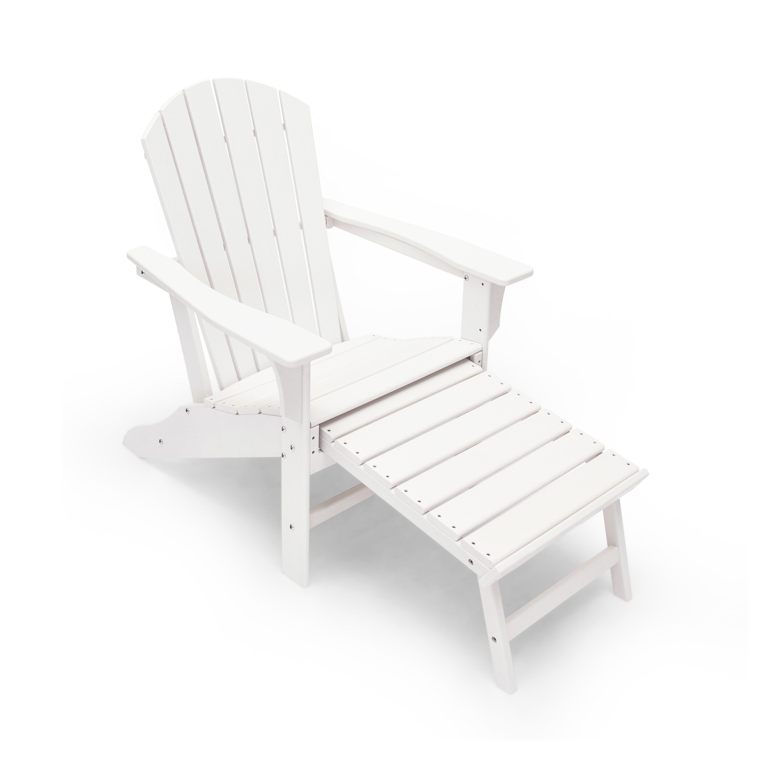 white adirondack chairs with footrest