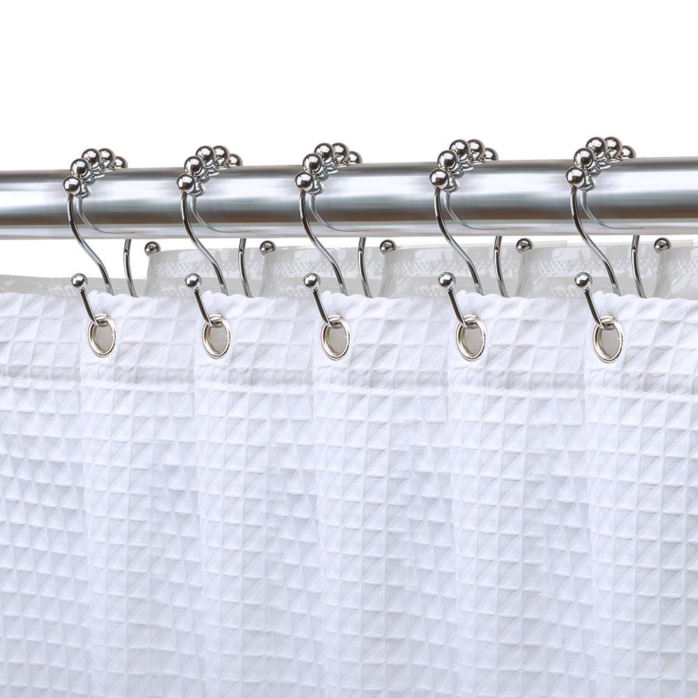 Shower Curtain Rings Hooks Rustproof Stainless Steel Set of 12 Polished Chrome 