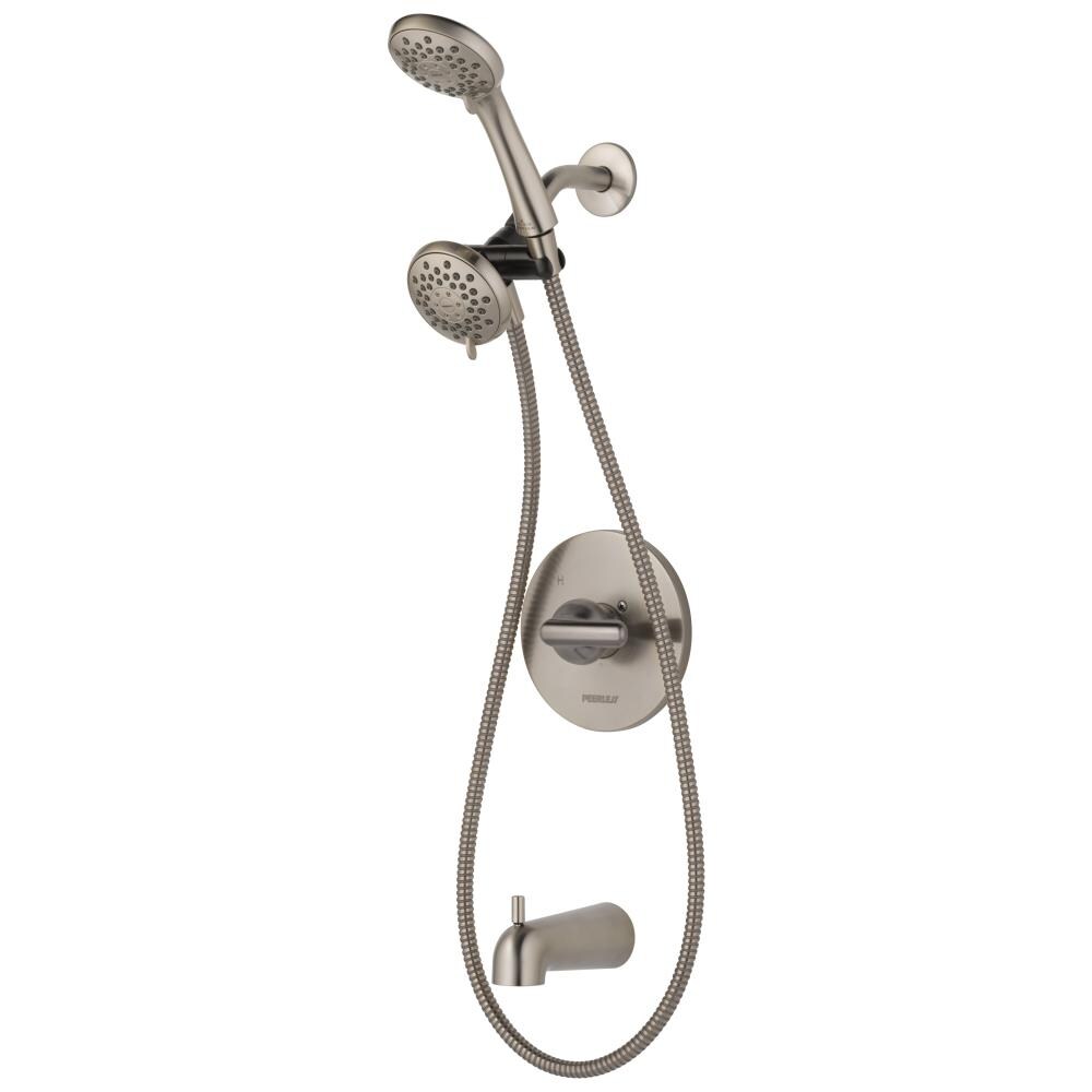 Peerless Faucet 3-Spray Deluxe Shower Head Bath Fixture in Satin Nickel 
