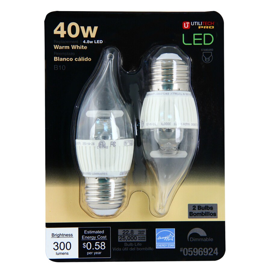 Utilitech 2 Pack 48 Watt 40w Equivalent 3000k Medium Base E 26 Warm White Dimmable 7151