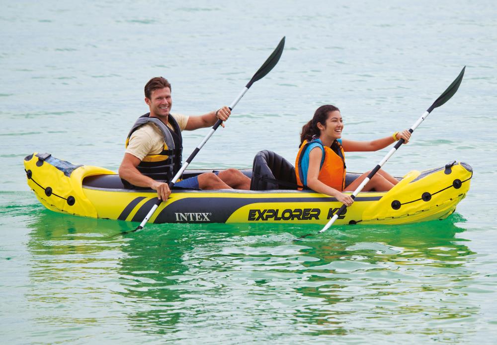 2 Person Inflatable Boat Kayak Canoe With Paddle Water Sports Board Yellow New 