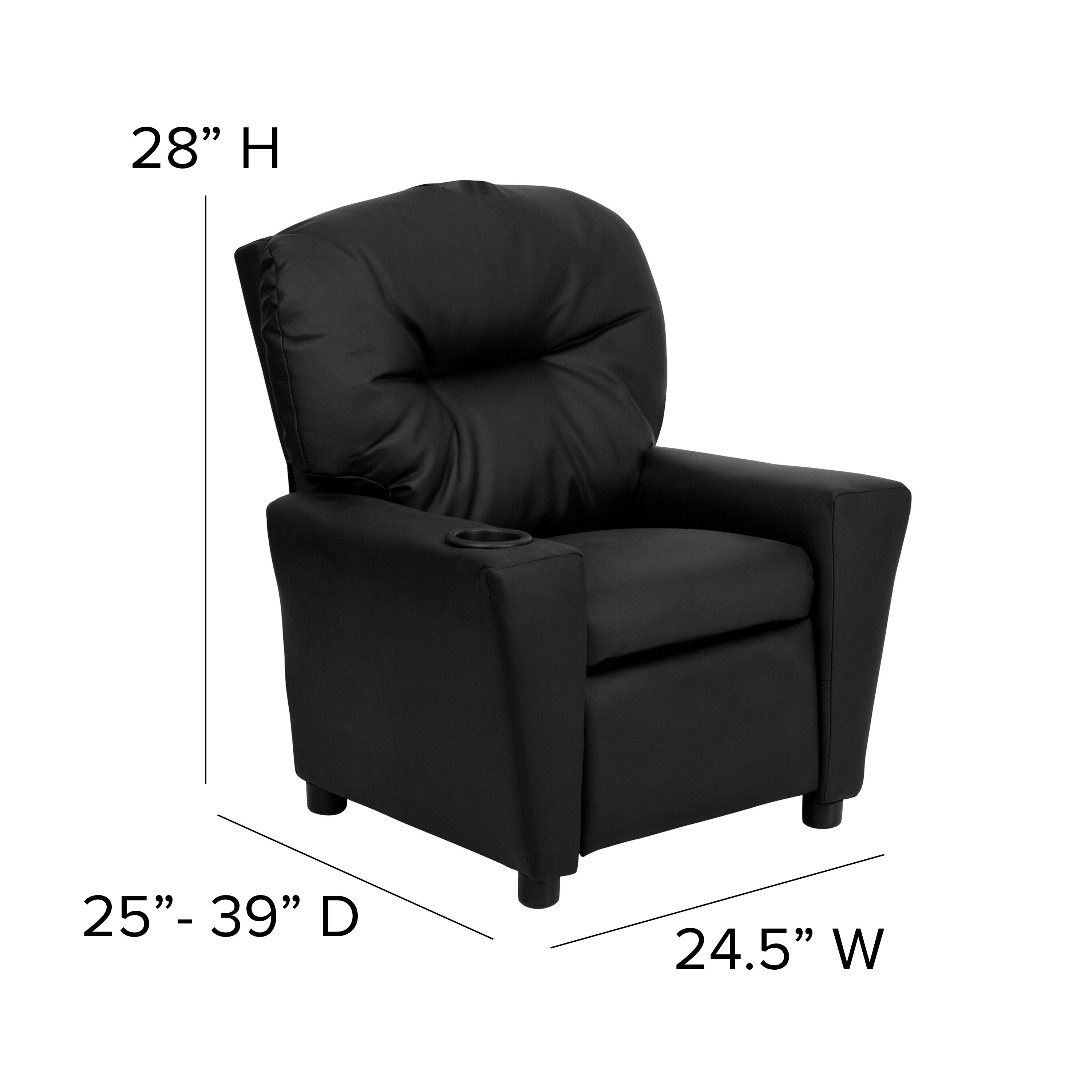 Flash Furniture Arkansas Fort Smith Lions Embroidered Black Leather Kids Recliner with Storage Arms 