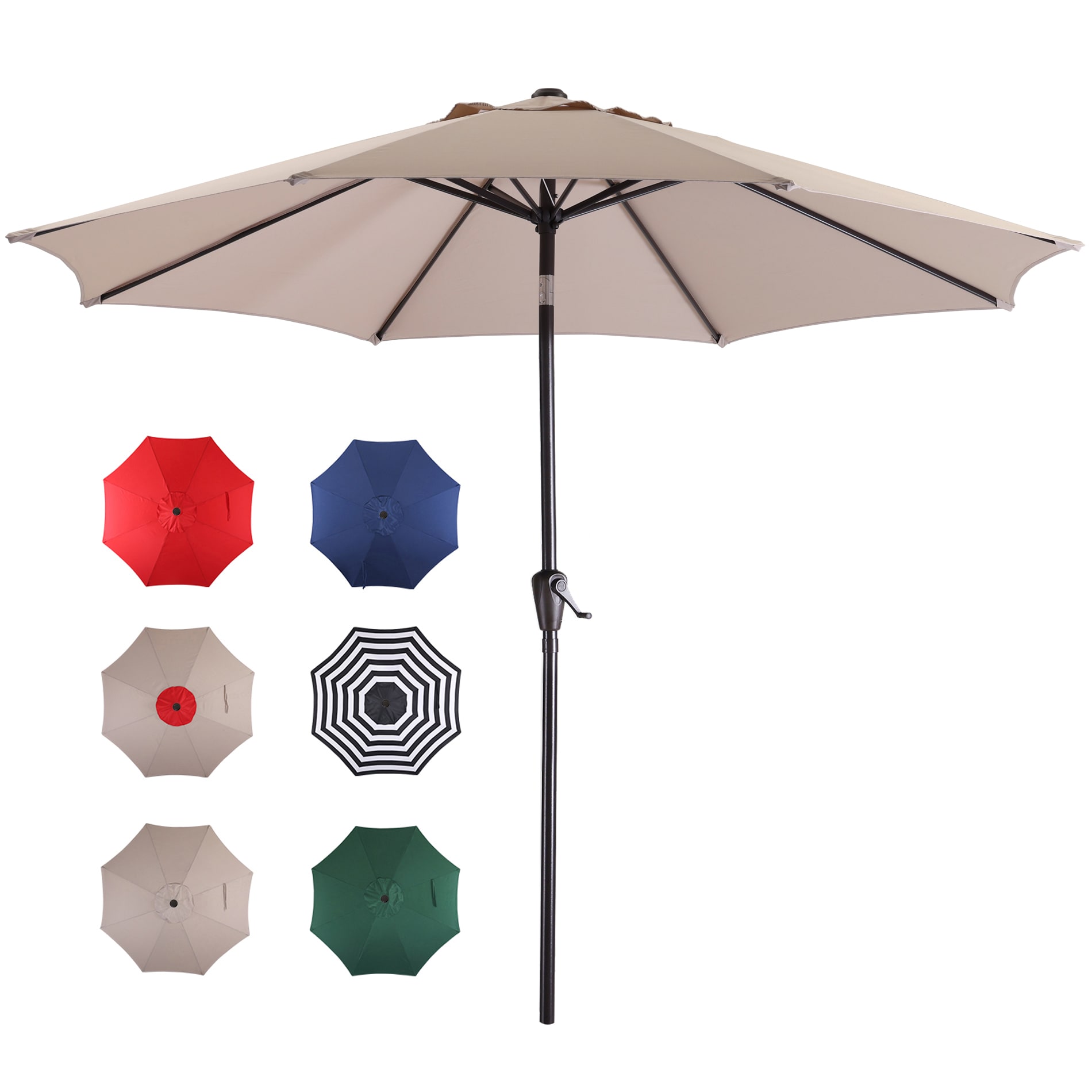 9 ft Patio Umbrella Outdoor Market Table Umbrella with Push Button Tilt Crank 