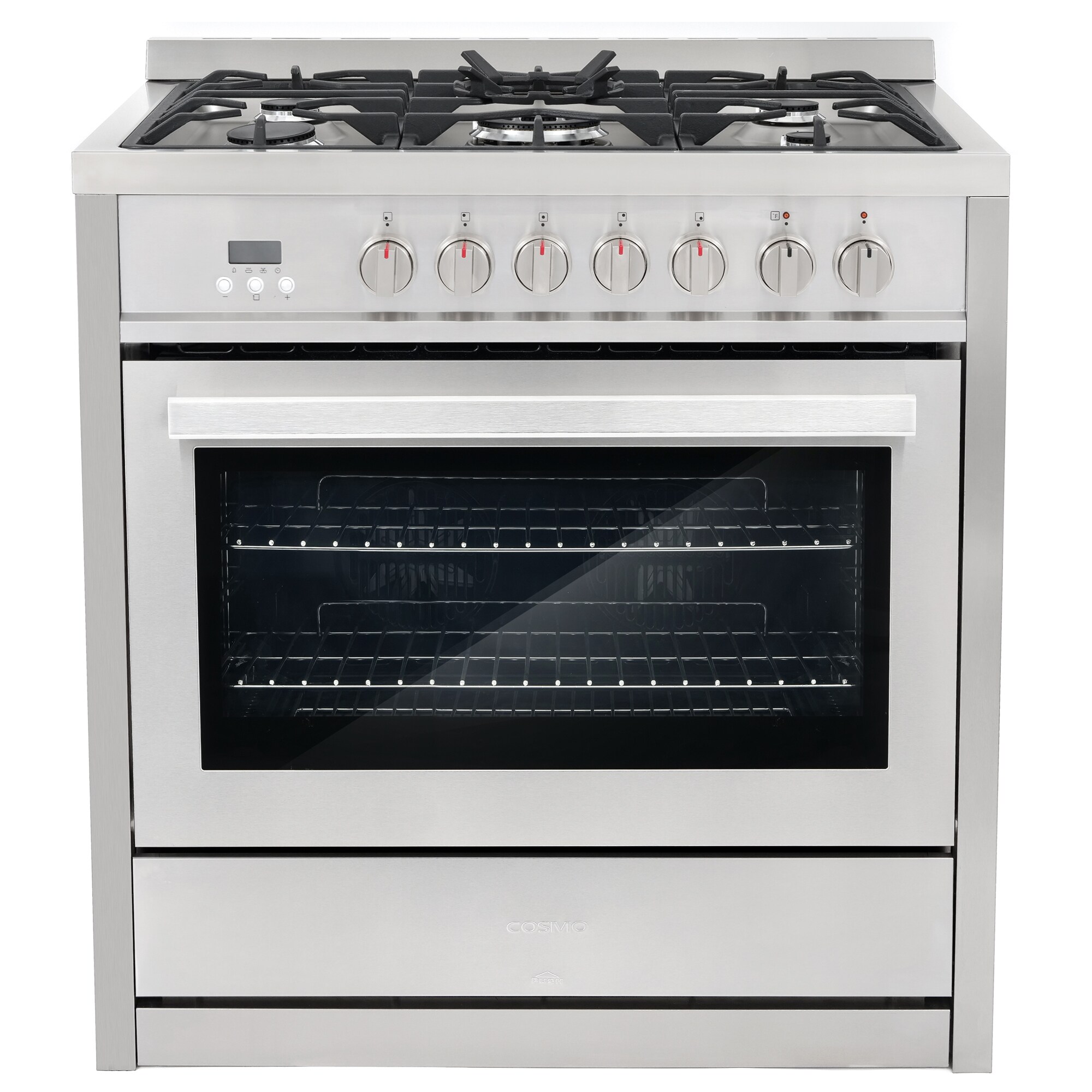 Cosmo 36-in Deep Recessed 5 Convection Oven Freestanding Dual Fuel Range  (Stainless Steel)