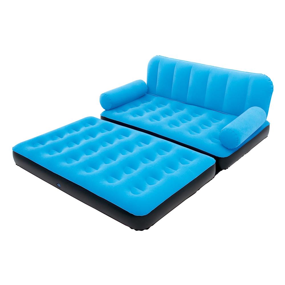 NEW 5 IN 1 INFLATABLE DOUBLE FLOCKED SOFA COUCH BED MATTRESS LOUNGER AIRBED BED 