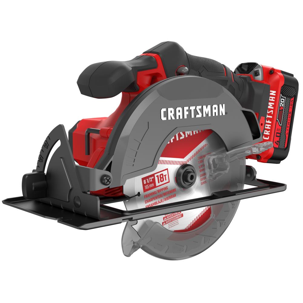CRAFTSMAN V20 20-Volt Max 6-1/2-in Cordless Circular Saw Kit Circular Saw  (1-Battery and Charger Included)