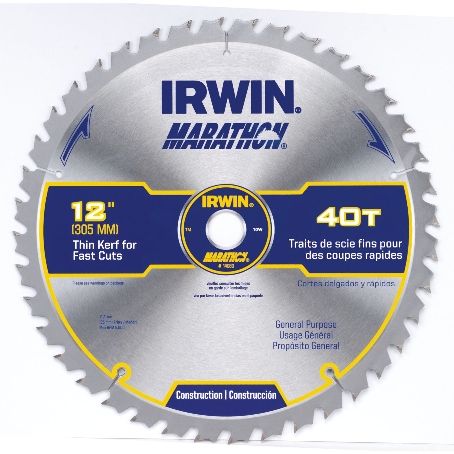 Thin Kerf General Purpose IRWIN 12 Inch 40 Teeth Saw Blade Irwin Marathon 