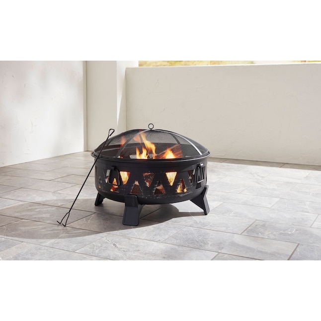 Style Selections 29.9-in W Antique Black Steel Wood-Burning Fire Pit