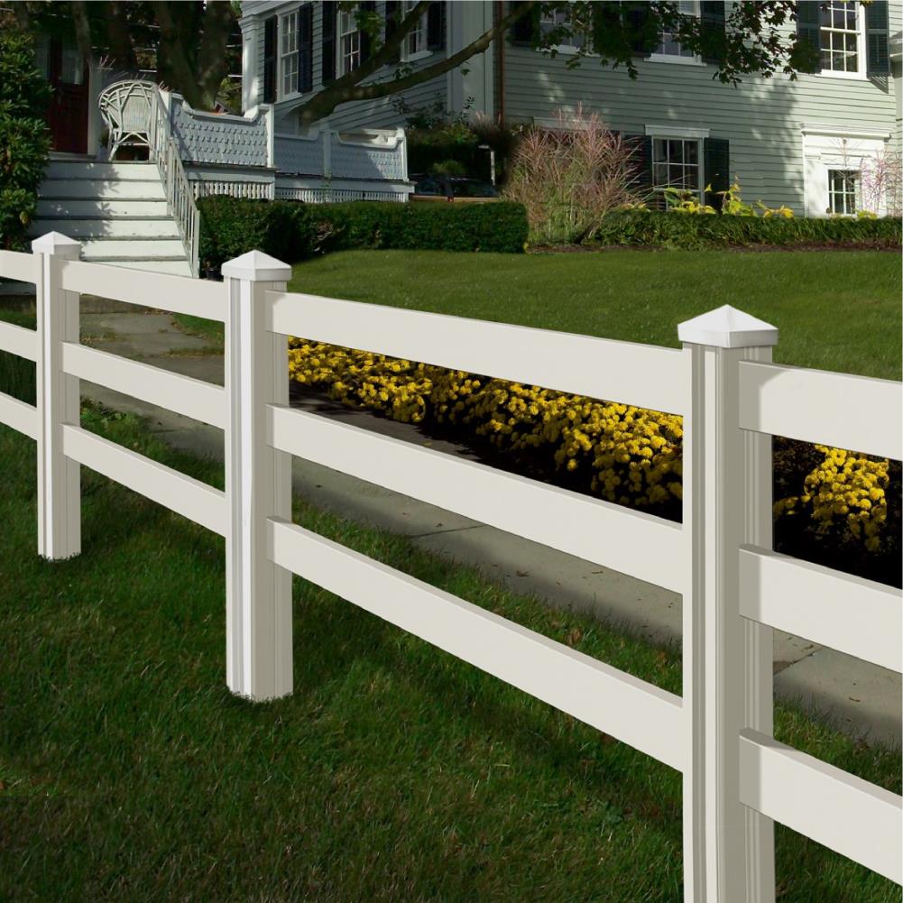 WamBam Fence Ranch Rail 4-ft H X 7-ft W White Vinyl Ranch Rail Fence ...