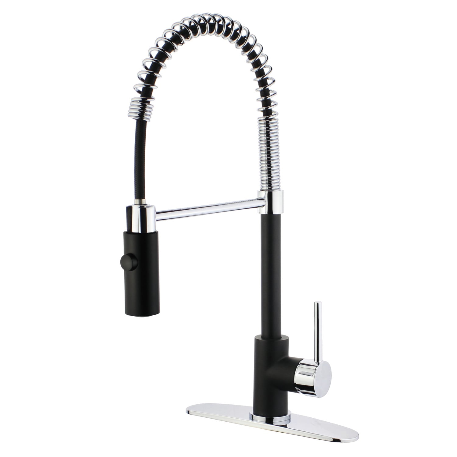 Kingston Brass Concord Matte Black/Polished Chrome Single Handle Pull-down  Kitchen Faucet with Sprayer Function (Deck Plate Included)