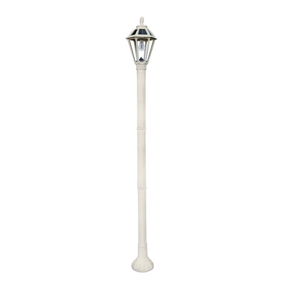 white solar lamp post