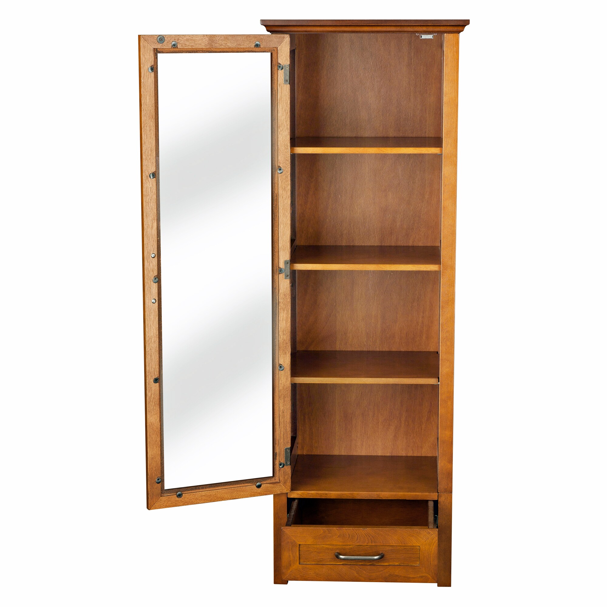 Elegant Home Fashions Avery 17-in W x 48.5-in H x 13.5-in D Oil Oak MDF Freestanding Linen Cabinet