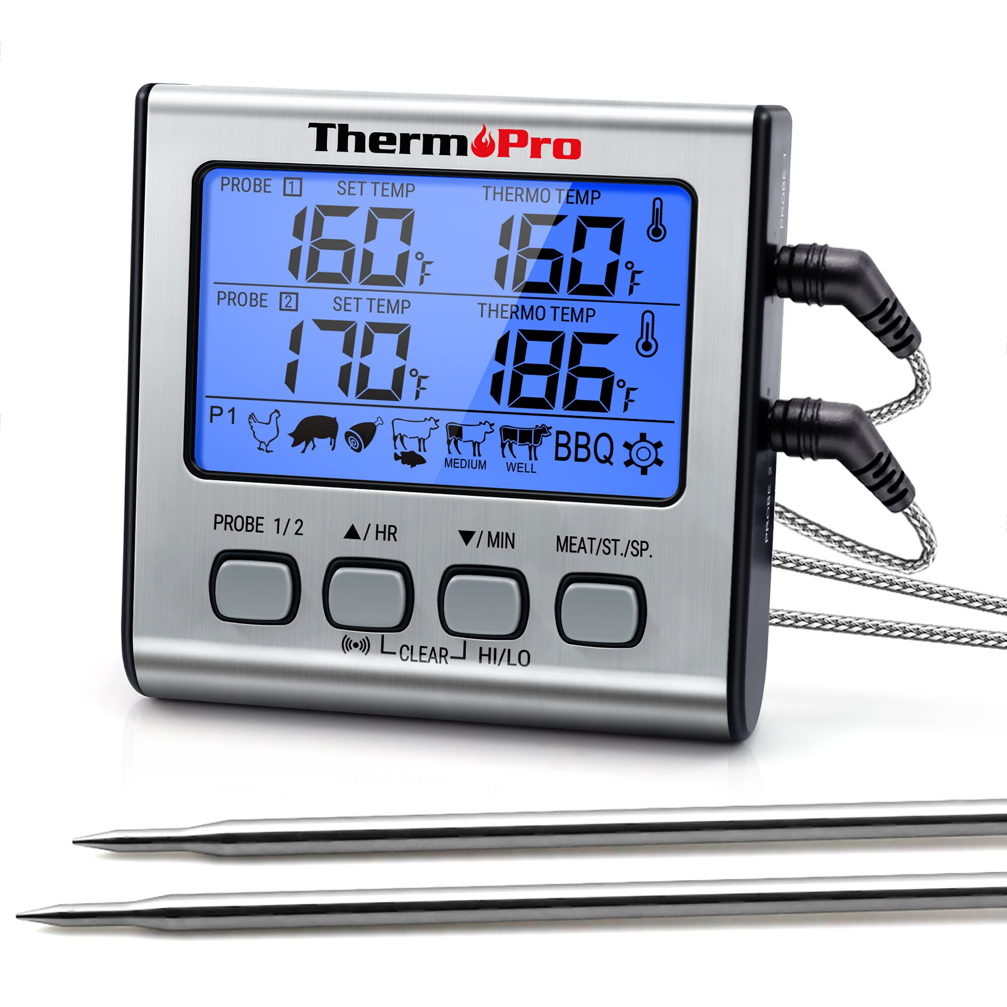 Kitchen Craft Electronic Digital LCD Food Thermometer Metal Probe Cooking Timer 