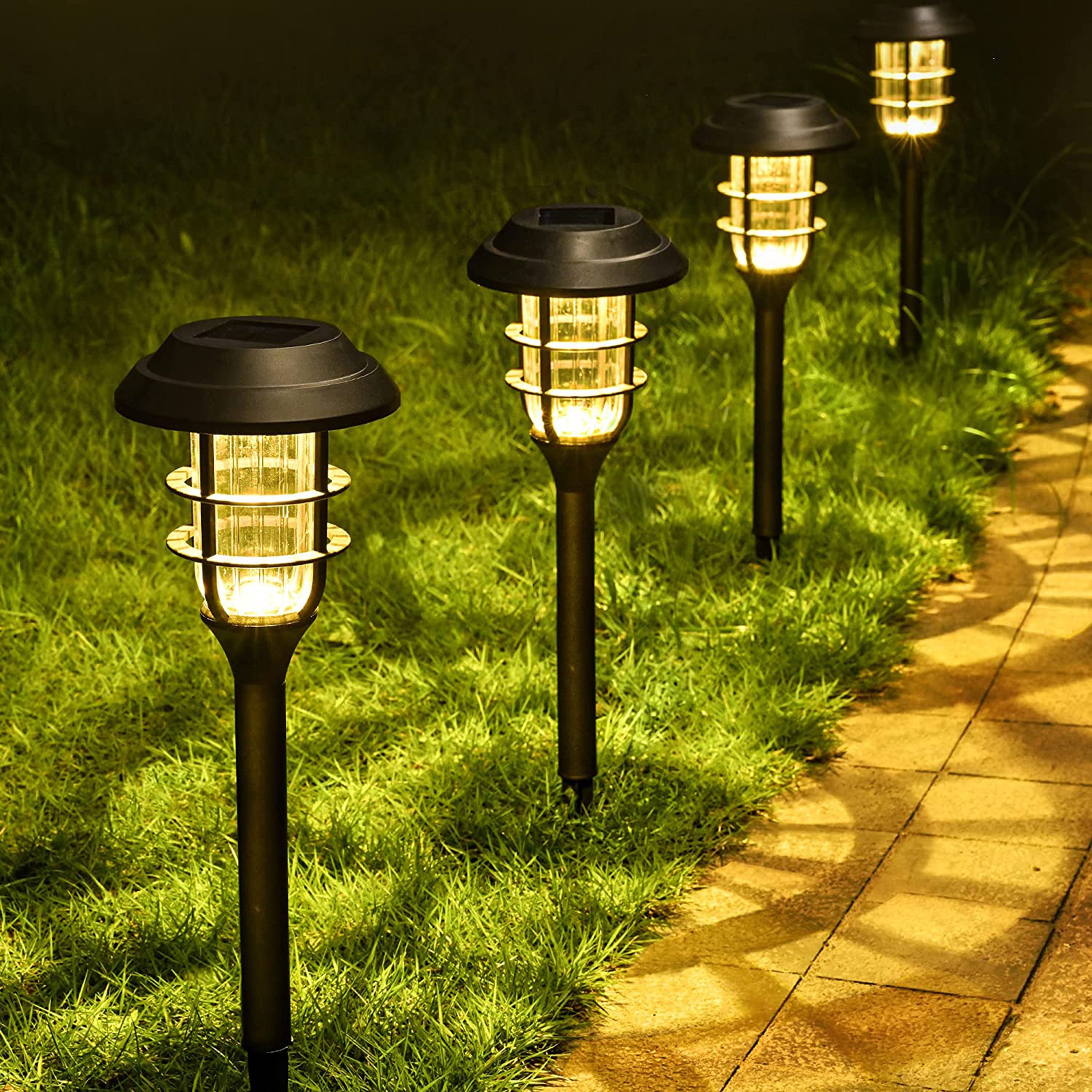 Outdoor Solar LED Pathway  Walkway Garden Landscape Path Lighting Plastic 2 Pack 