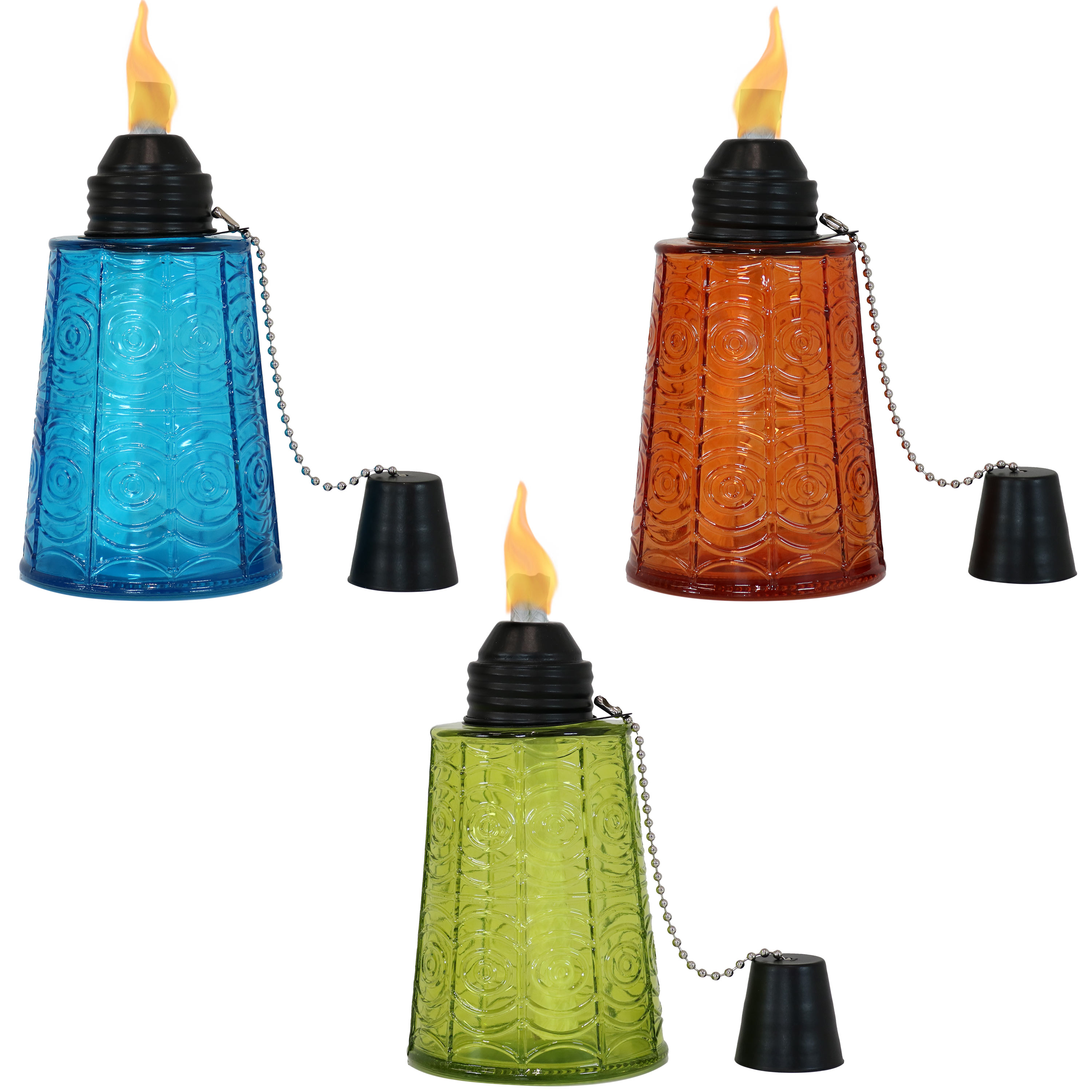 4 Pack 10 in Assorted Color Table Top Torch Burning Citronella Lamp Oil 