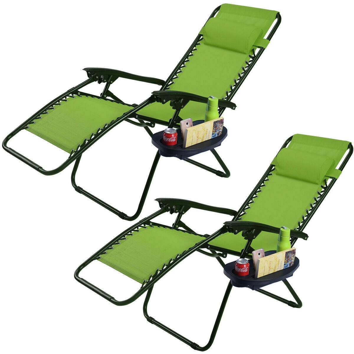 green sling folding lounger