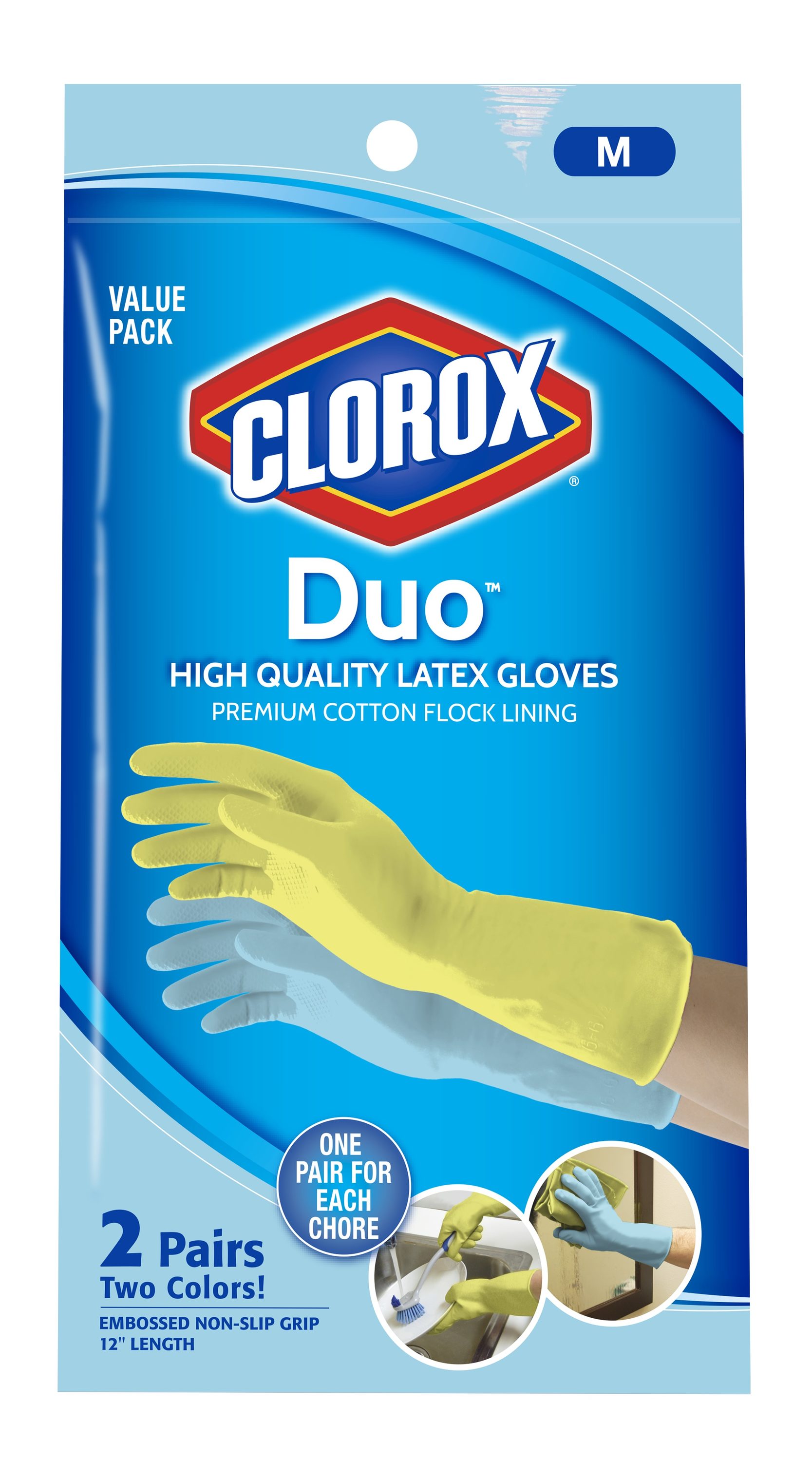 Flock Lined Natural Rubber GlovesIdeal for Household Cleaning Tasks 5 Pairs 