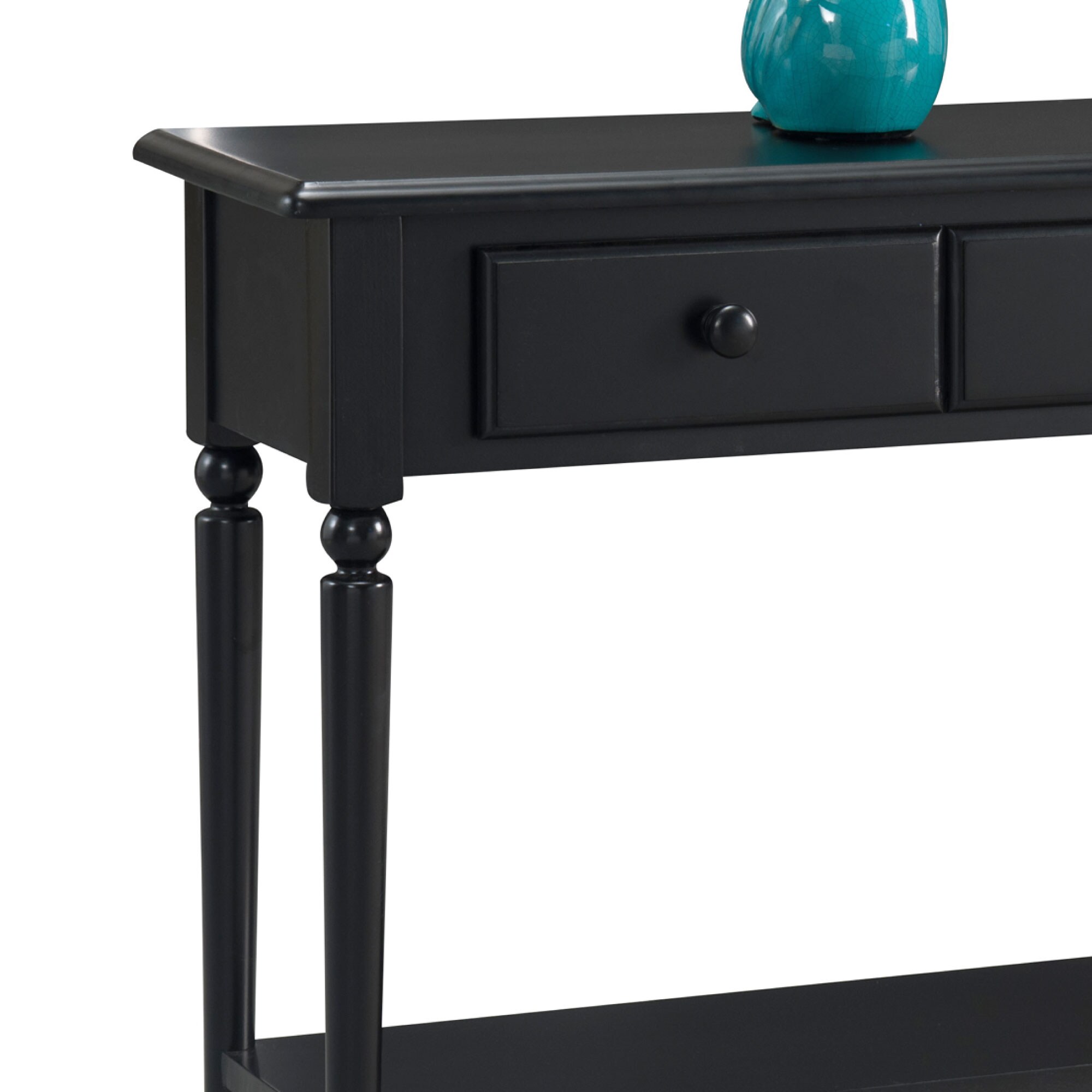 Leick Coastal Notions 2 Drawer Console Table with Shelf in Swan Black 