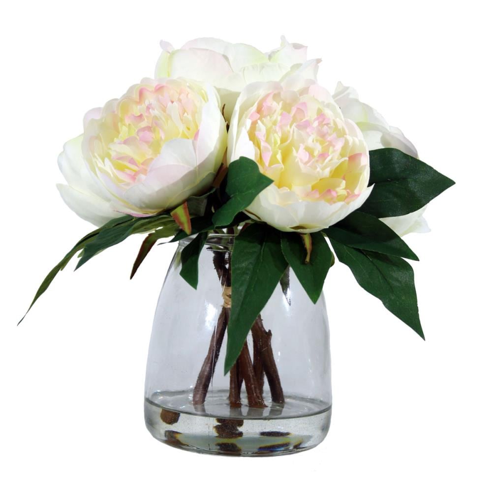 Artificial Peonies in a Silver/Grey Pot Ivory or Vintage Pink 