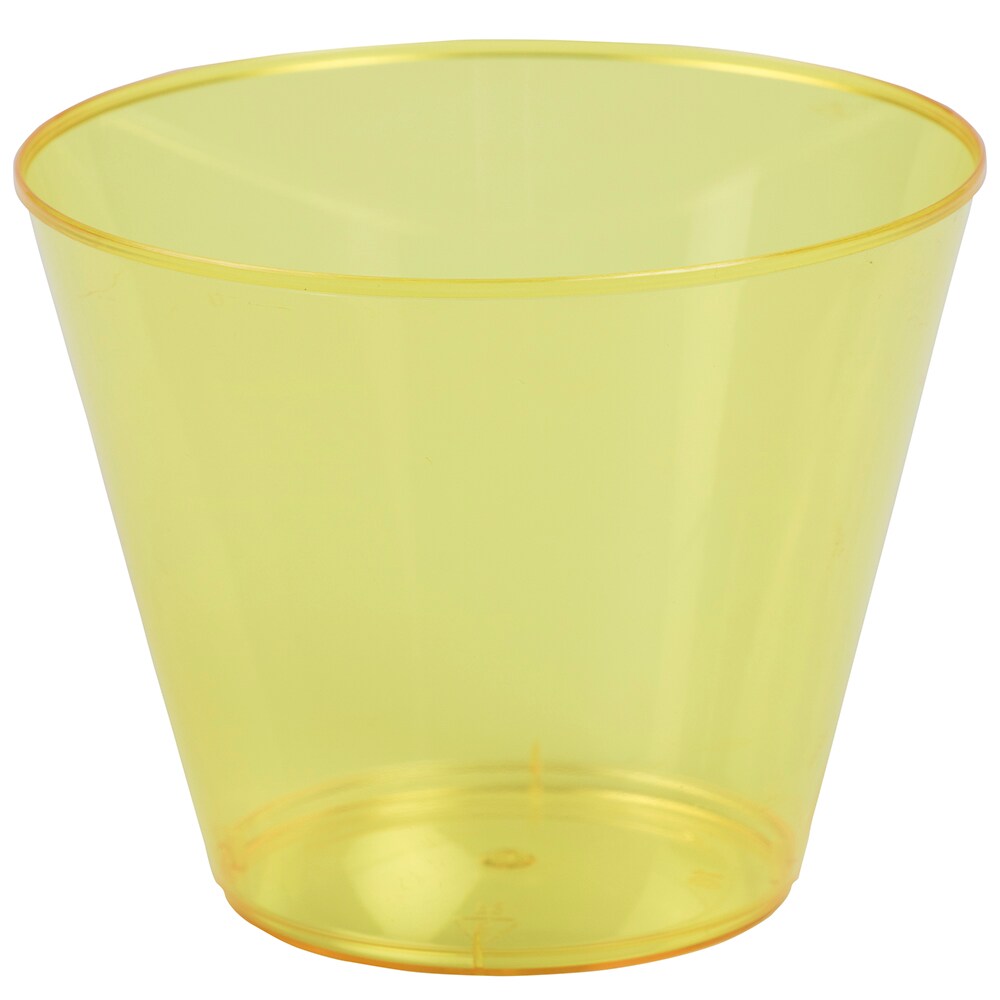 JL Prime 100 Rose Gold Glitter Plastic Cups, 9 oz Heavy Duty Reusable Disposable Rose Gold Glitter Clear Plastic Cups, Old Fashioned Tumblers