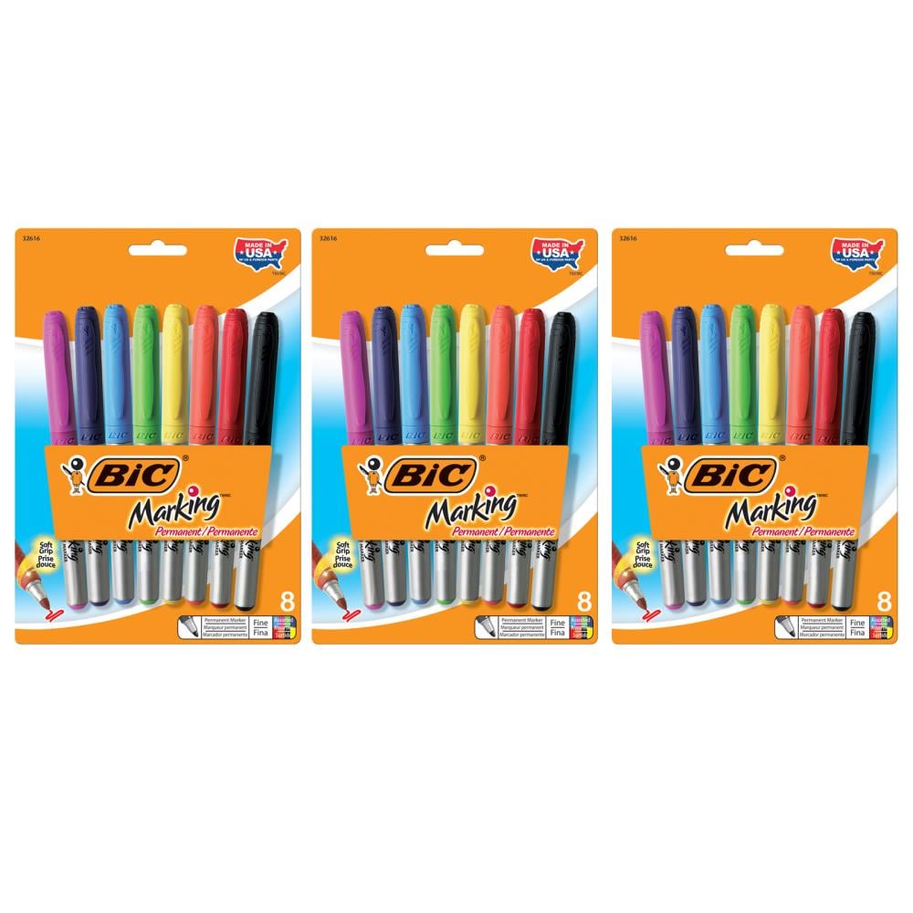 Psychologisch landheer bedreiging BIC Intensity Permanent Marker, Fine Point, Assorted Colors, 8 Per Pack,  3-Pack in the Pens, Pencils & Markers department at Lowes.com