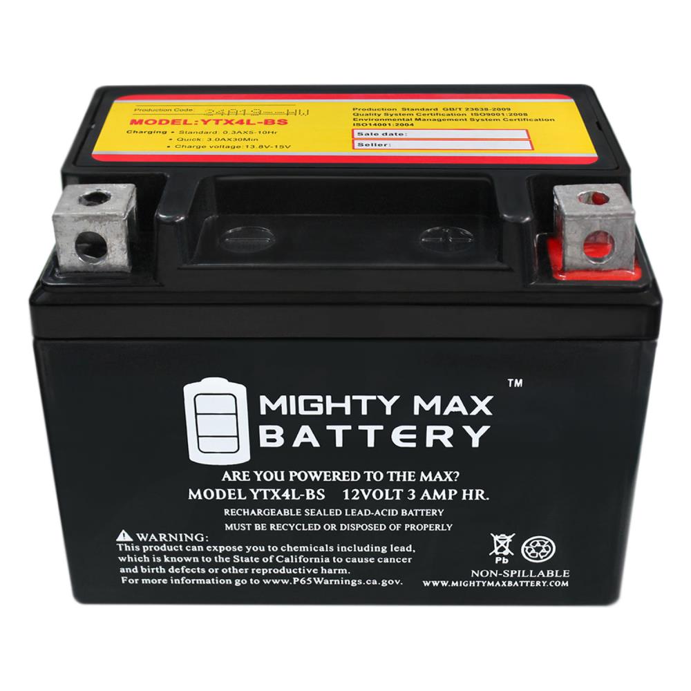 Mighty Max YTX4L-BS GEL Battery for Scooter SYM DD 50CC 09 12V 1AMP CHARGER 