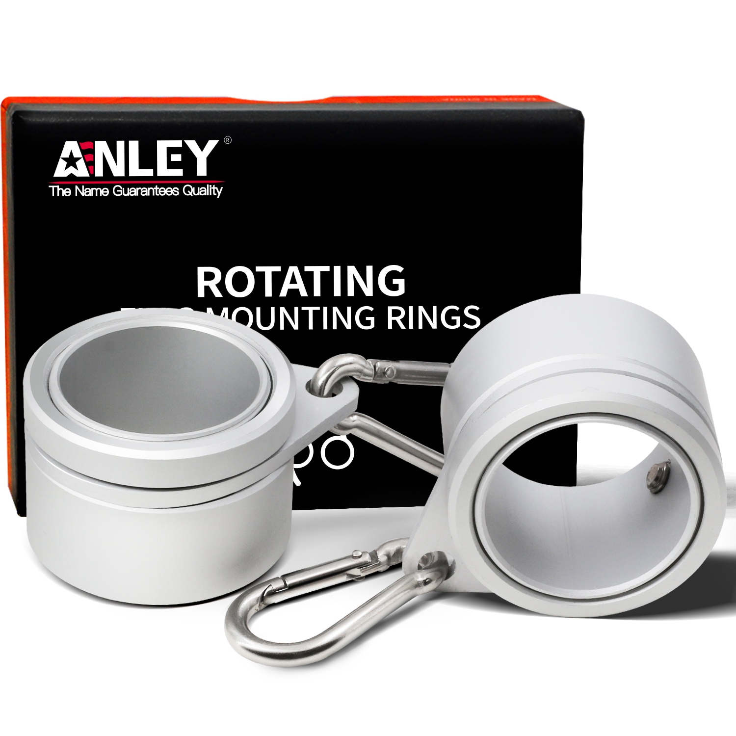 Anley 1.25" Aluminum Flagpole Mounting Rings Set Anti Wrap 360° Rotatable Ring 