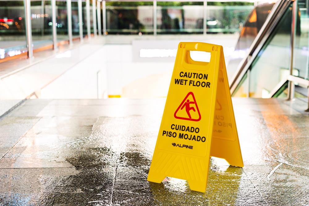 Alpine Industries Wet Floor Sign Safety Caution 24 Inch Yellow Multi Lingual for sale online 