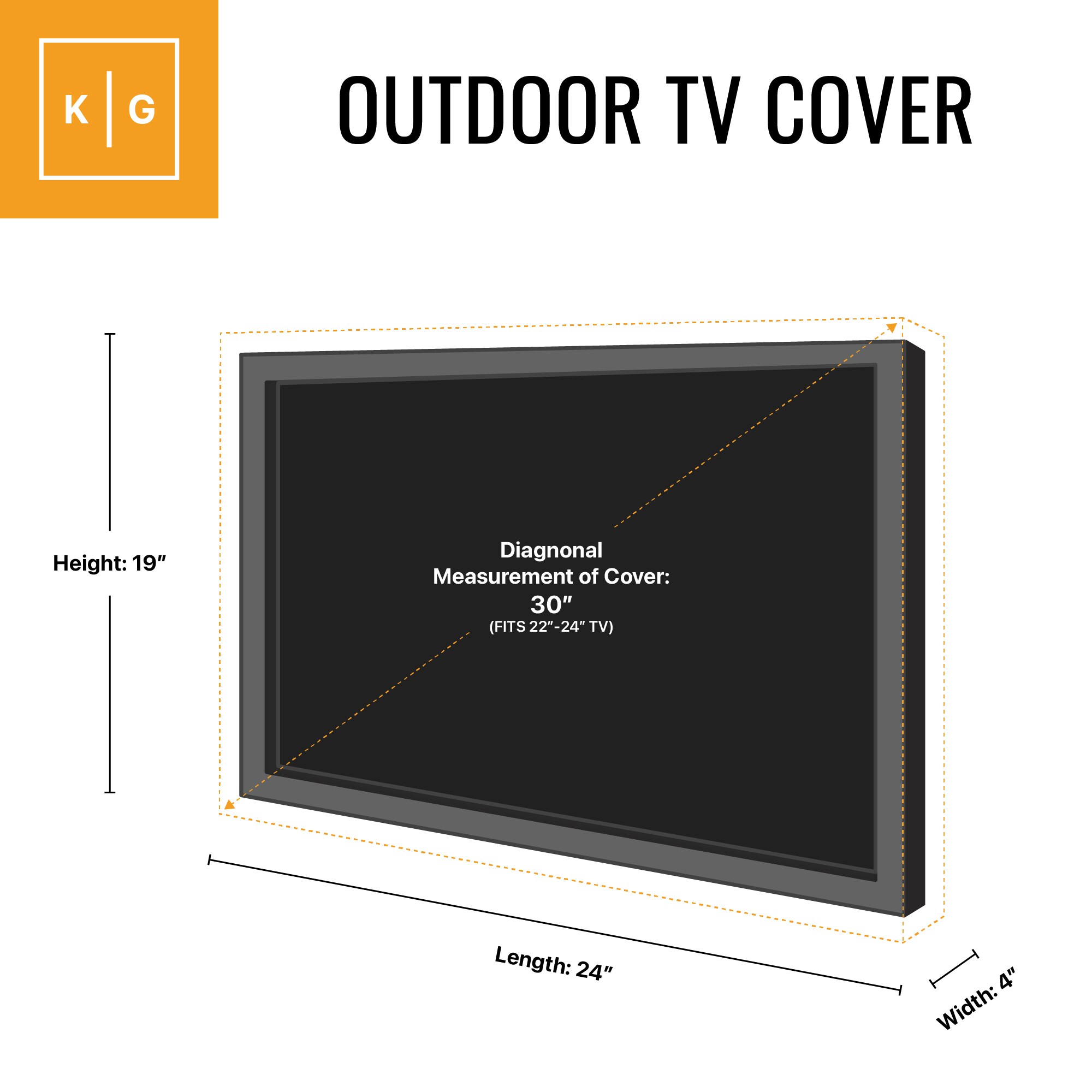 Small Black Only The TV Dust Cover Fits 19" through 25" 