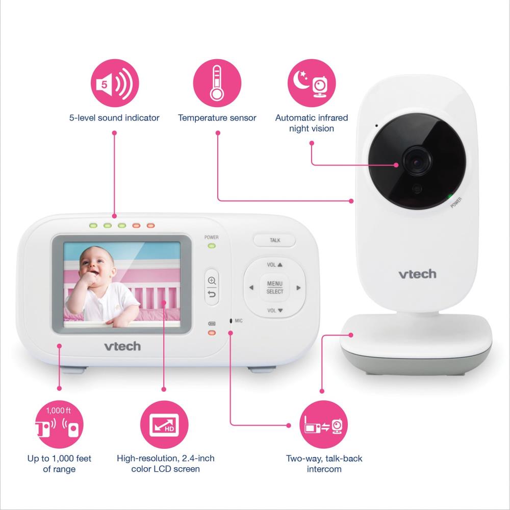 VTech VM320 2.4" Digital Video Full-Color Baby Monitor w/ Automatic Night Vision 