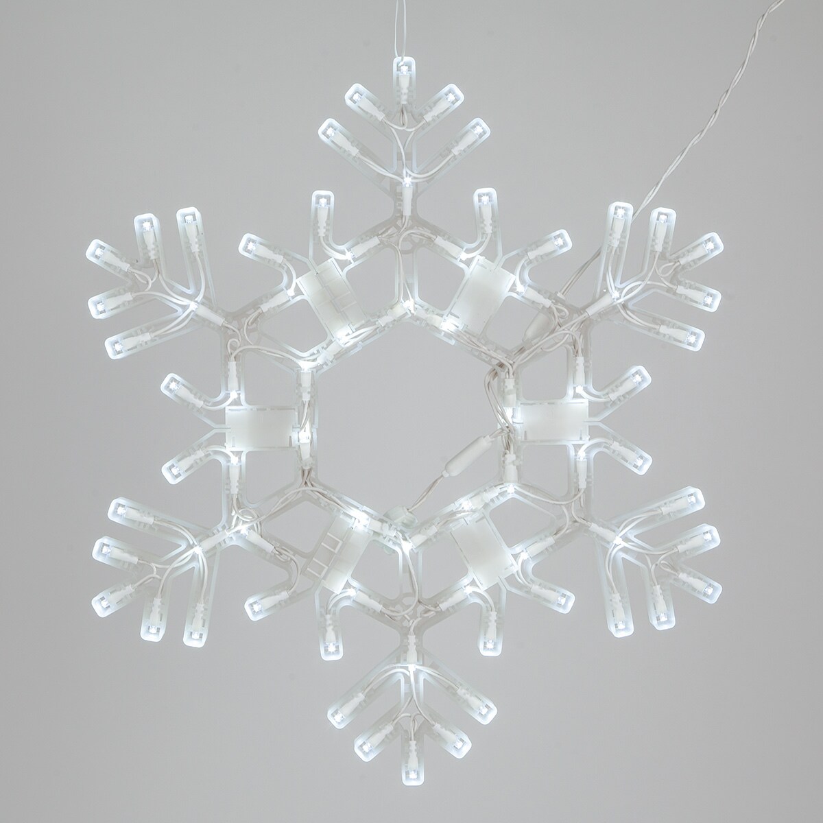 Battery Operated Cool White LED Acrylic Snowflake Hanging Christmas Window Light 