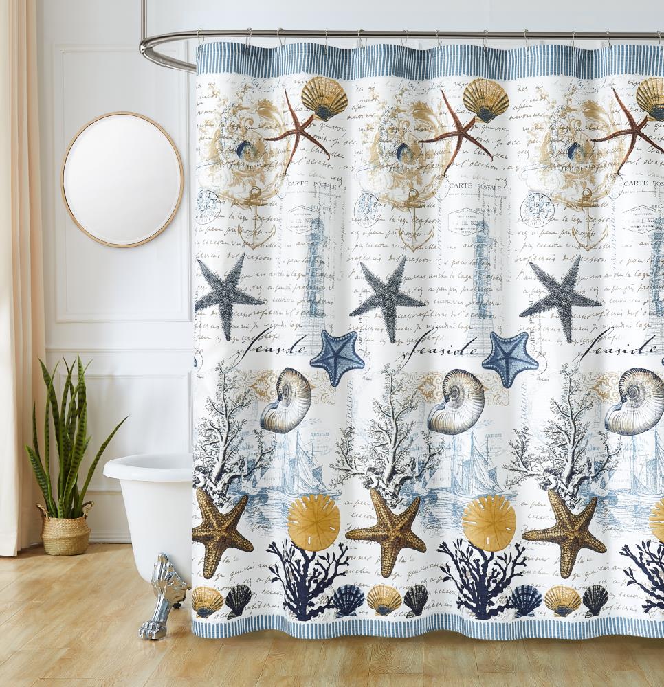 Decorative Bathroom Shower Curtain 70x72 Ocean Seashell Beach Theme Bath Decor