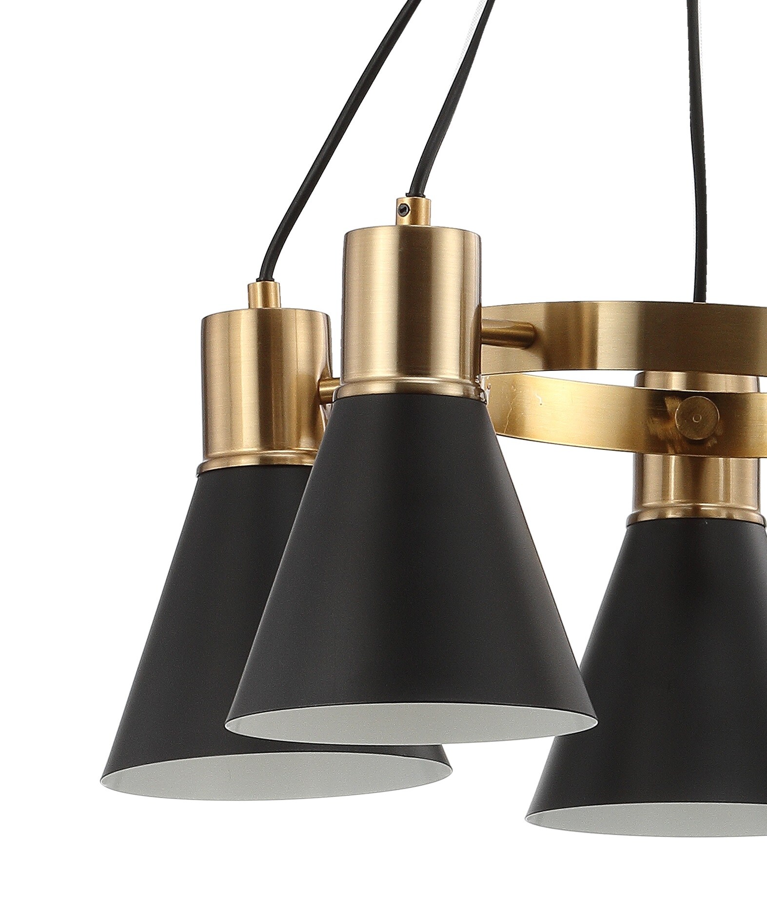 JONATHAN Y Markle Modern/contemporary Transitional 5-Light Black/Brass Gold Farmhouse Bell LED Pendant Light