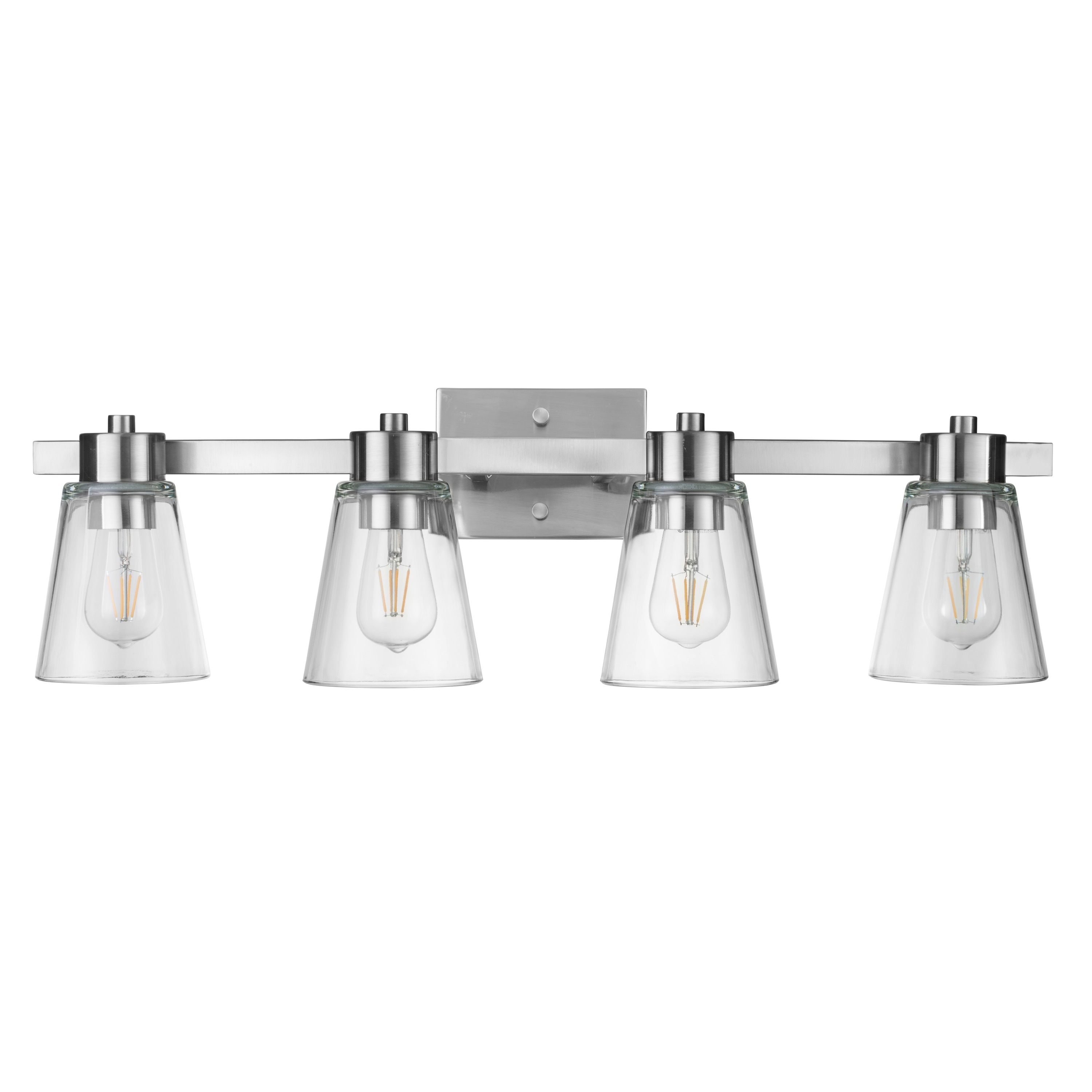 Brushed Nickel LED Vanity Bar w/Frosted Acrylic Shade 4-Light Bathroom Fixture 