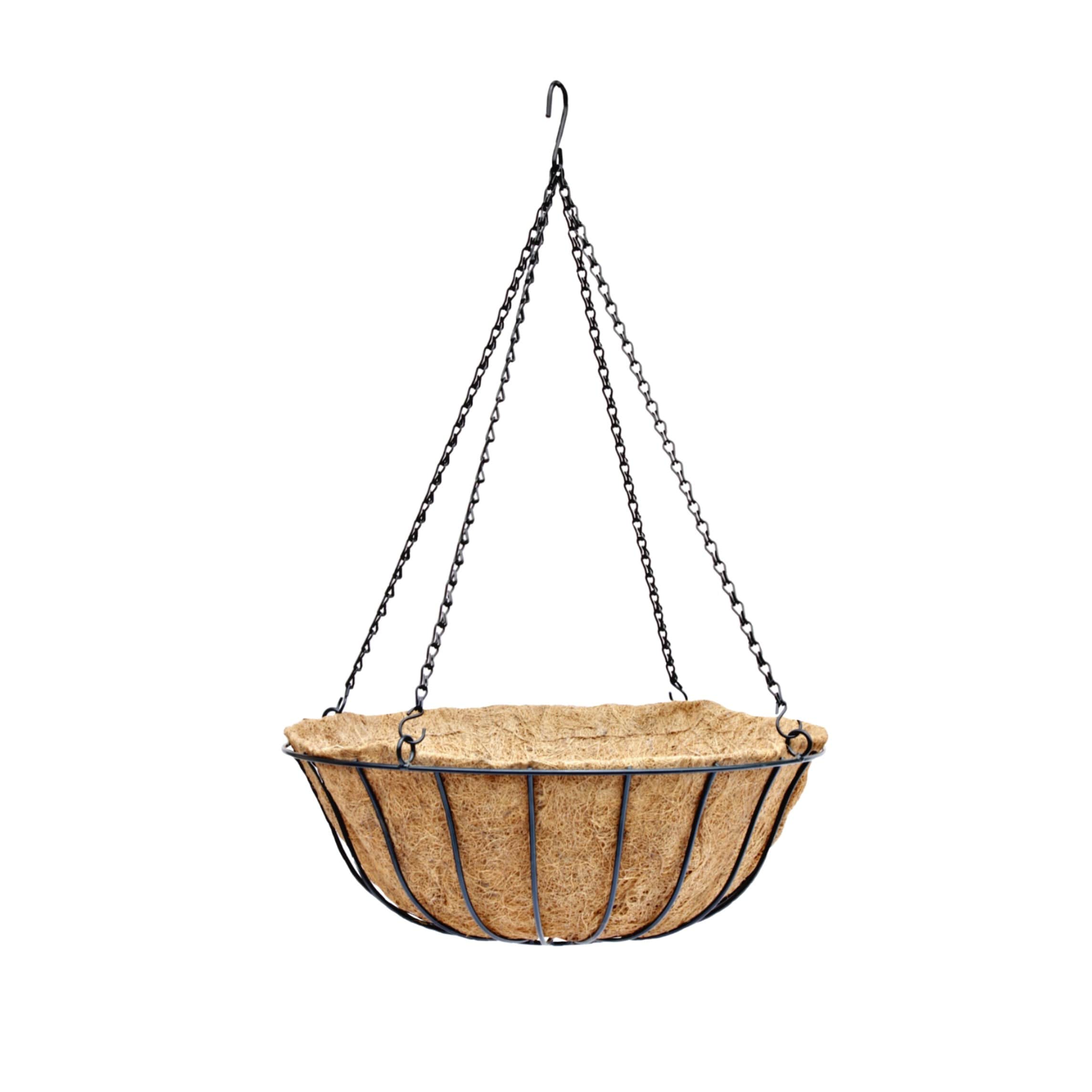 2 x 12" Wire Hanging Basket 30cm Round Bottom Baskets Metal Coated Green Planter 