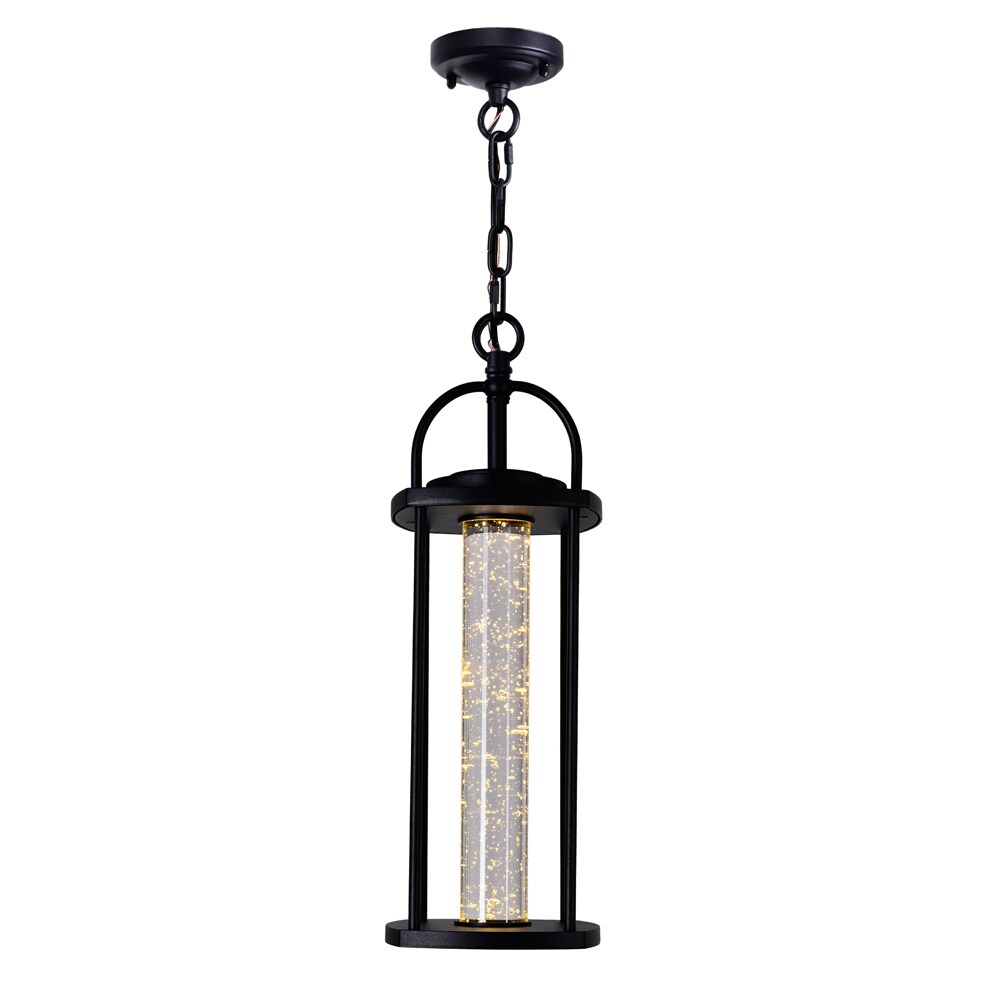 CWI Lighting Greenwood Black French Country/Cottage Cylinder LED Mini Outdoor Pendant Light
