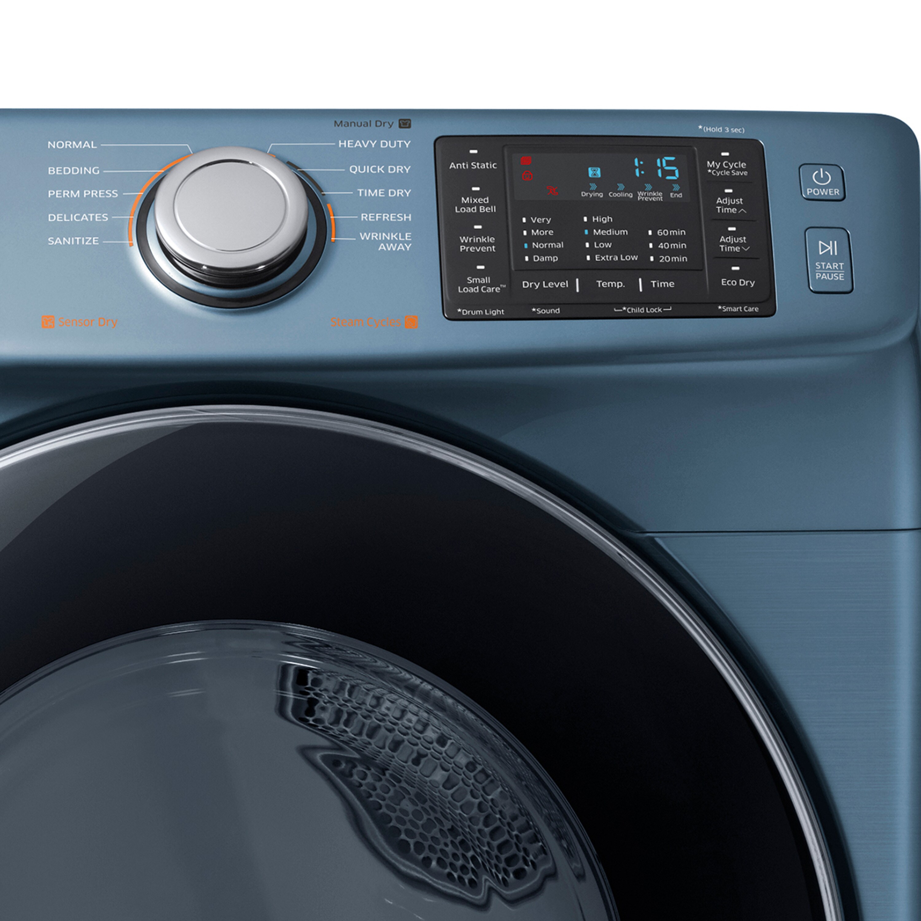 Samsung 7.5cu ft Stackable Steam Cycle Electric Dryer (Azure Blue