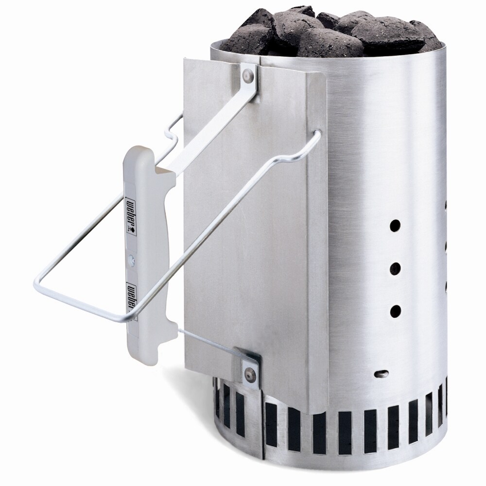 Weber Charcoal Starter Lighter Can Fire Grill Bin Grate Handle Steel Chimney NEW 