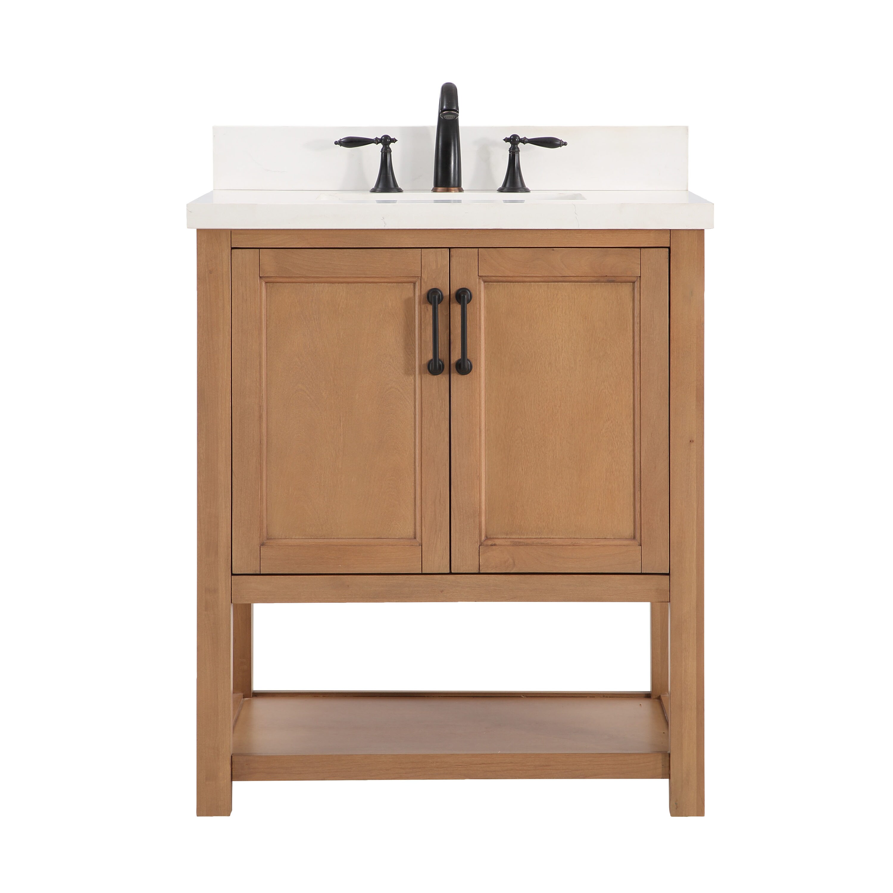Allen Roth Harwood 30 In Natural Undermount Single Sink Bathroom Vanity With White And Gray