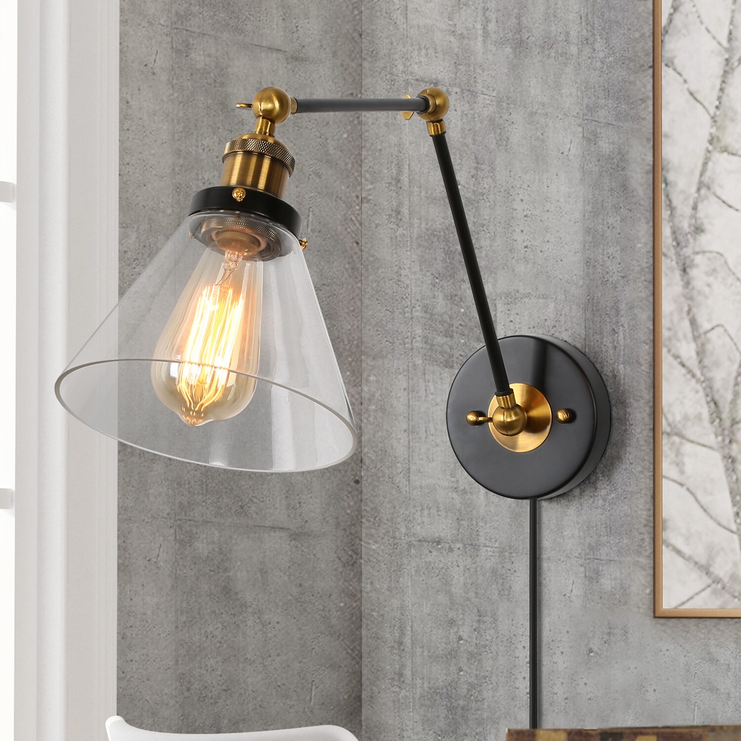 Wall lamp with LED Bulb Modern PVC+Wood Wall Lights Sconces Aisle Bedside light 