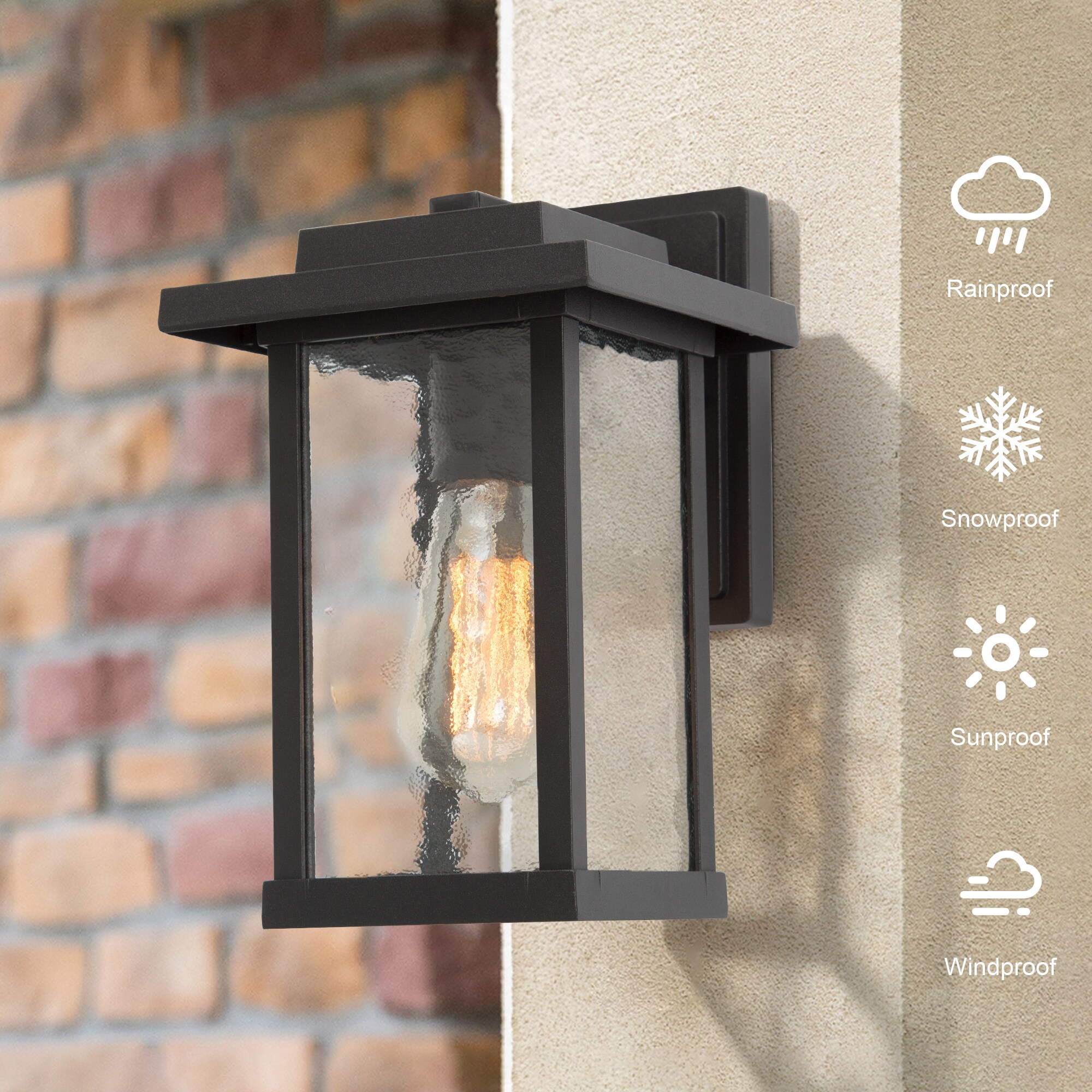 Transitional 1 Light Textured Black Outdoor Wall Sconce 15 Height