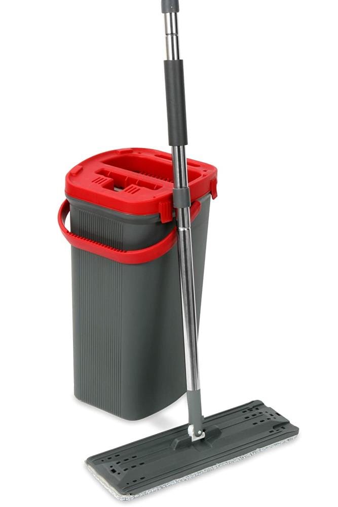 360° Flat Squeeze Microfiber Mop and Bucket Set Floor Cleaning 4/6/7/8/10 Mops 