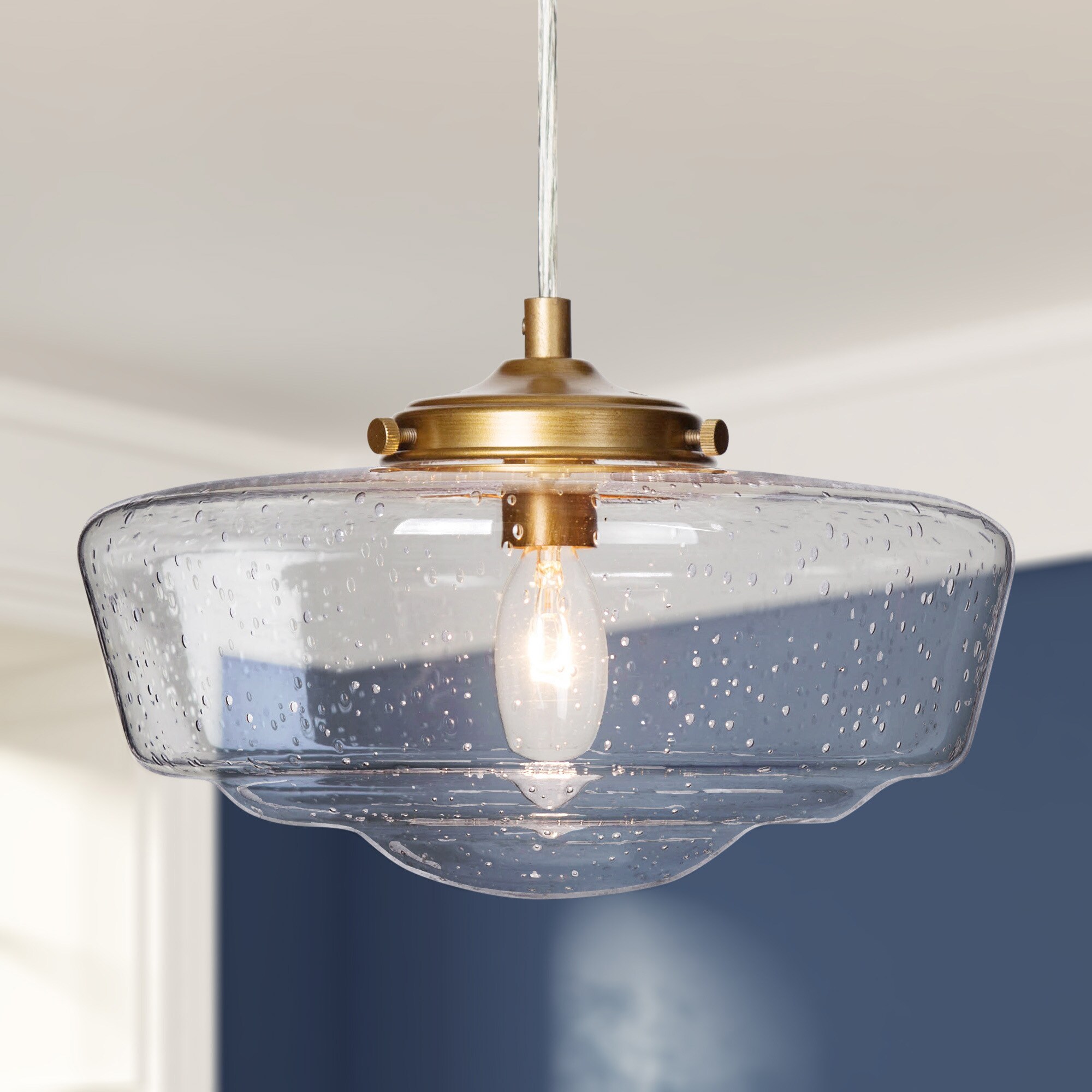 Modern Vintage Industrial Retro Glass Globe Tint Shade Pendant Ceiling LED Light 