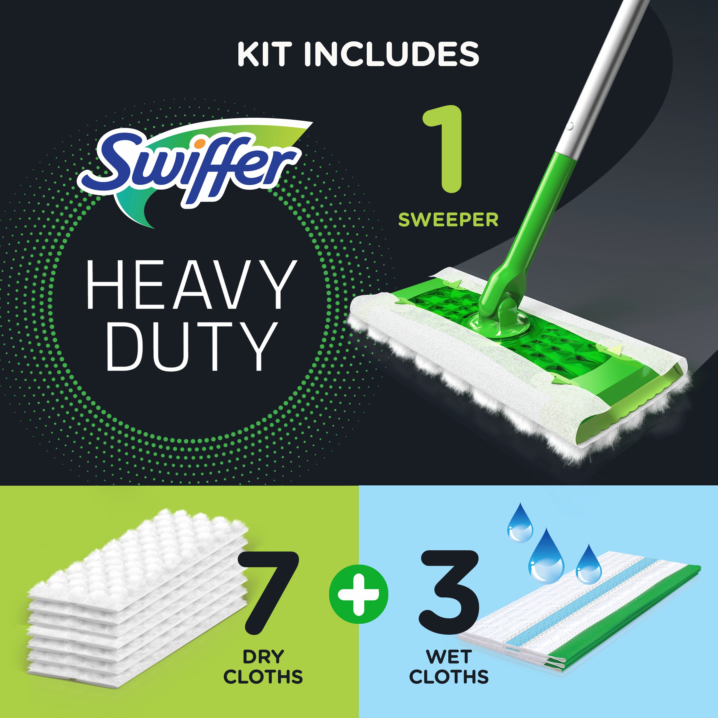 1 Sweeper, 14 Dry Cloths, 6 Wet Cloths Swiffer Sweeper Dry Wet sweeping Kit 