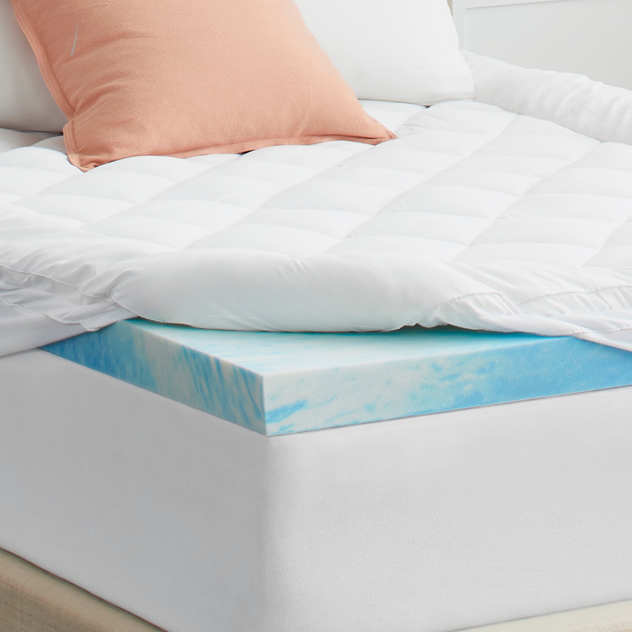 Mattress Topper Gel Memory Foam 2" Orthopedic Pad Bed Cover Firm-Full Queen King 