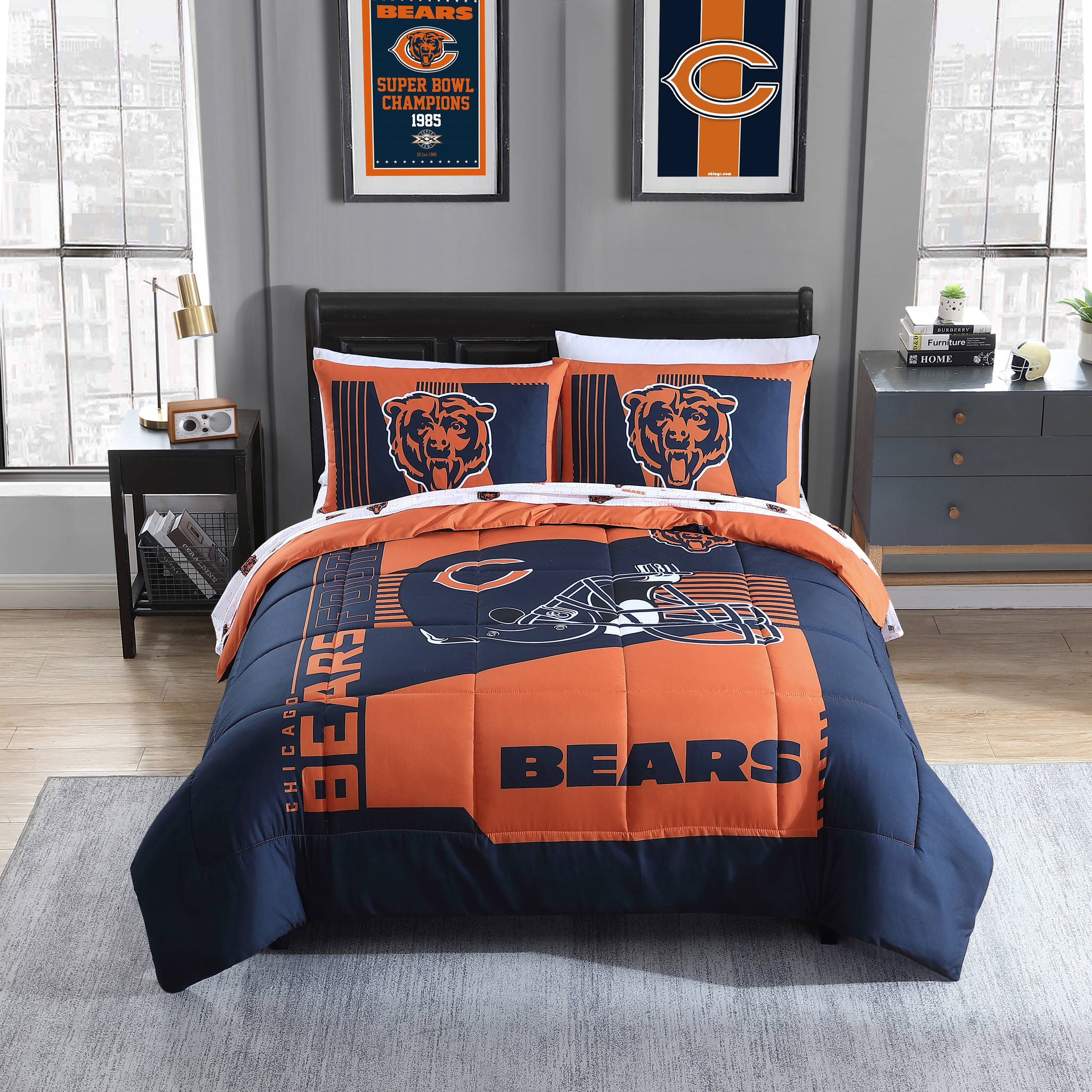 3 Piece KING SIZE Printed Comforter & Shams Northwest 055--> Chicago Bears 