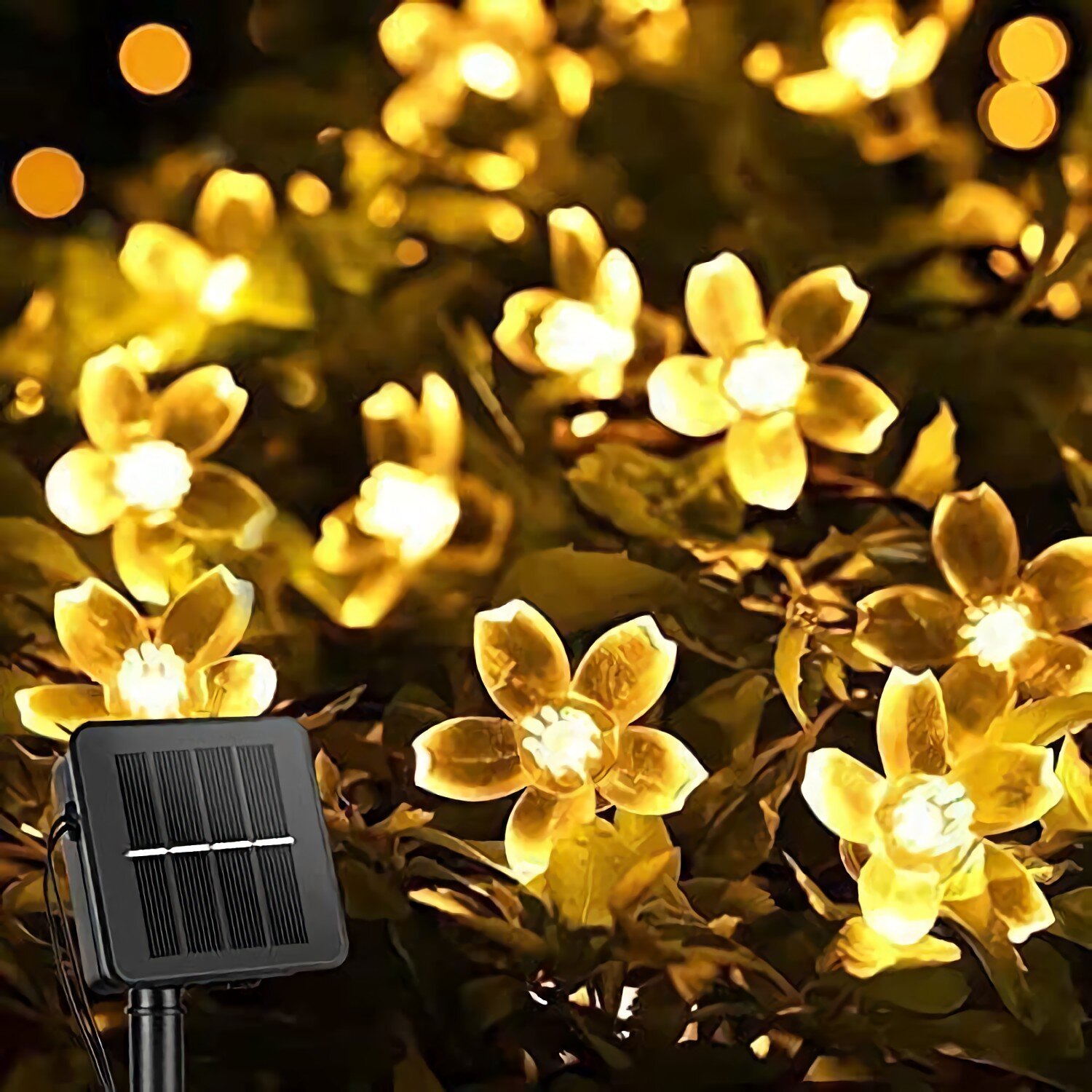 Patio Lawn Warm White 2 Pack Solar String Lights 22ft 50LED Cherry Blossom Fairy String Lights Waterproof for Outdoor Christmas Garden Holiday and Festivals Decorations 