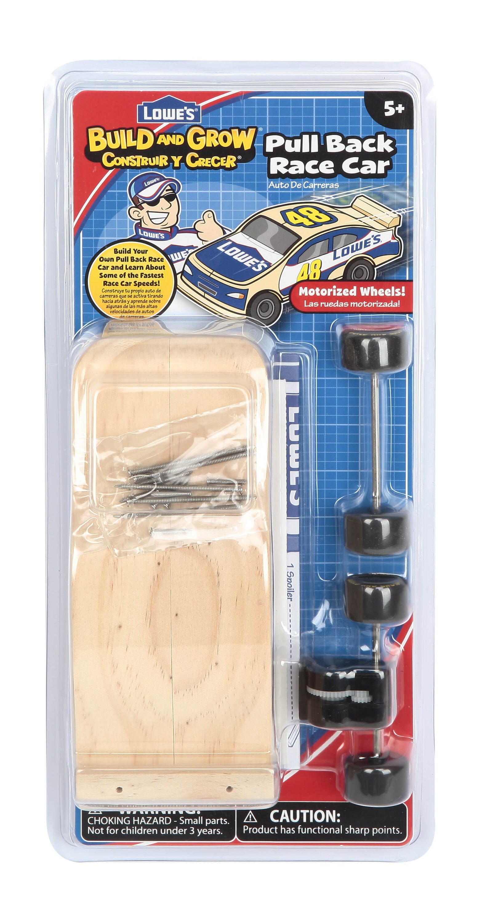 Pull Back Race Car Lowe’s Wooden Build and Grow Kit New Sealed 
