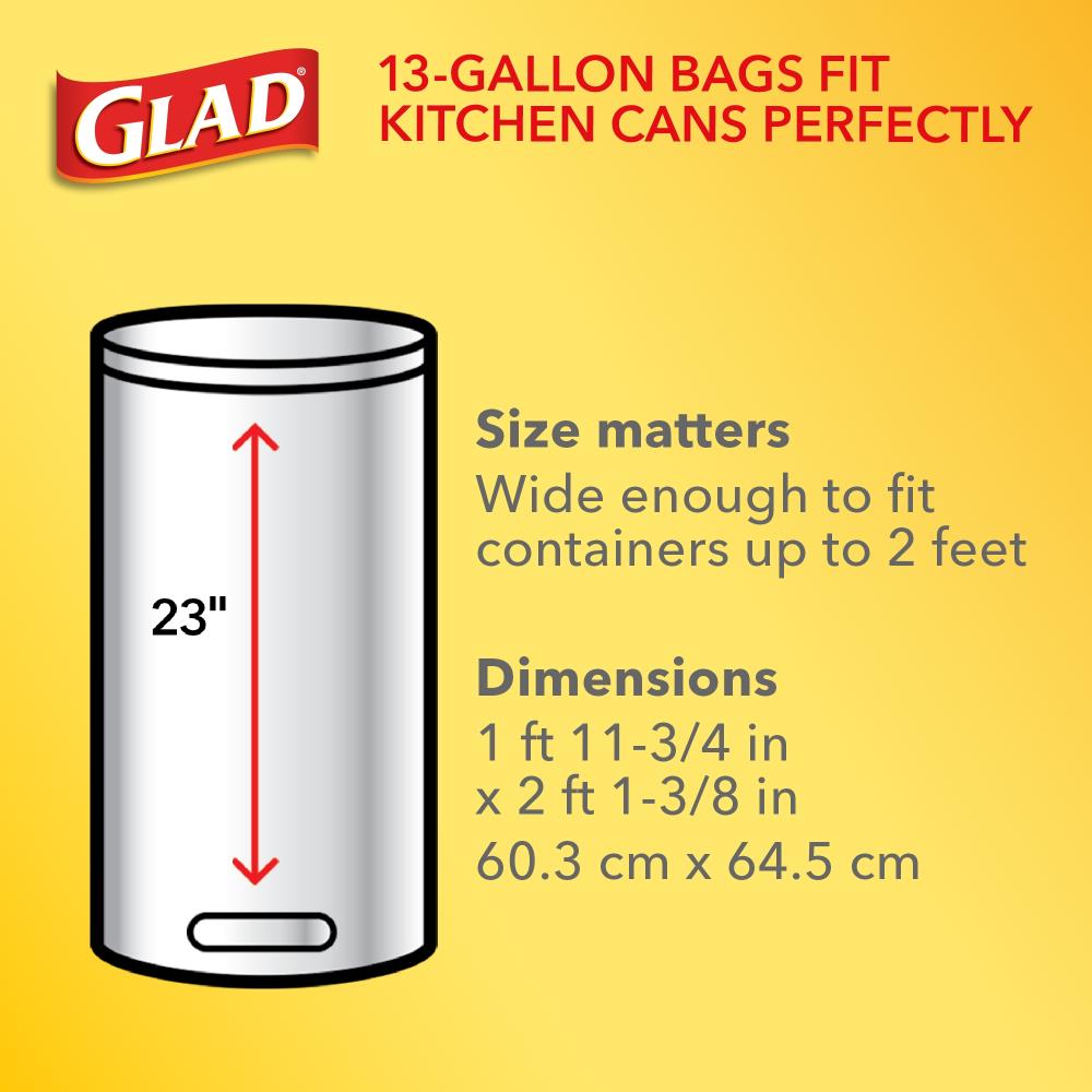 13gal Case of 4 Box of 100 24 x 27 3/8 Glad 78526CT Tall Kitchen Drawstring Bags .95mil White 